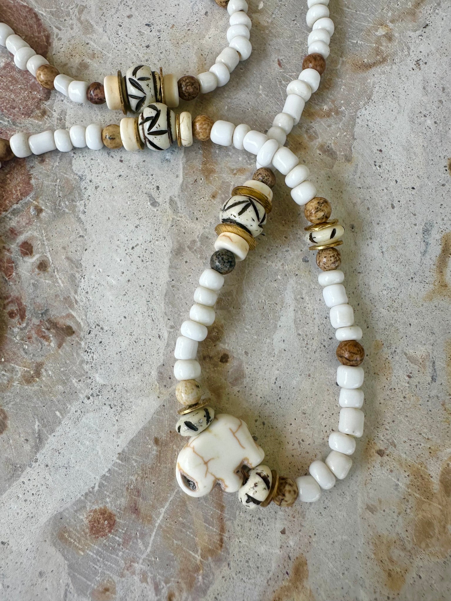 African Elephant Seed Bead Necklace