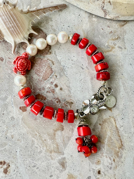 Red Shell Beaded Bracelet