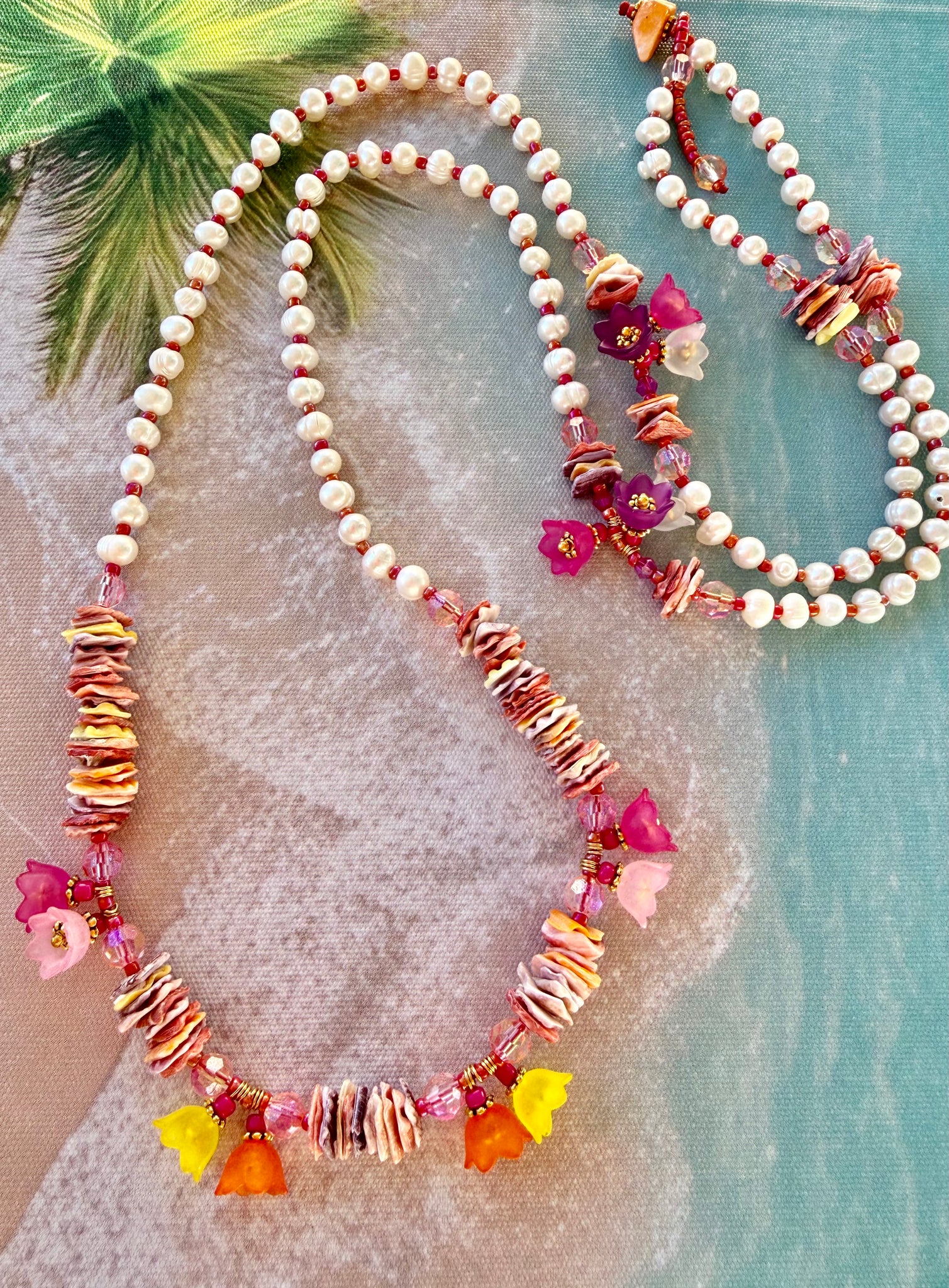 Ocean Reef Flower Shell Pearl Necklace