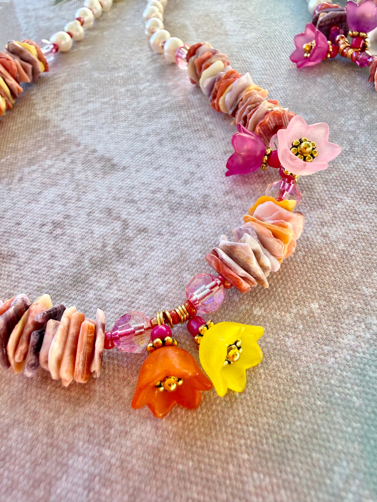Ocean Reef Flower Shell Pearl Necklace