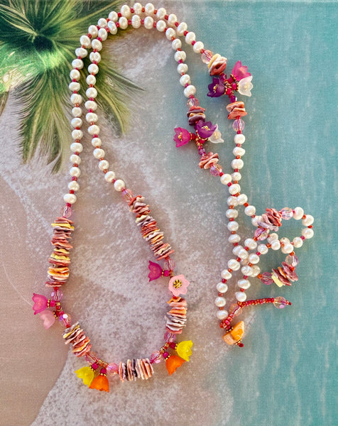 Ocean Reef Flower Shell Pearl Necklace