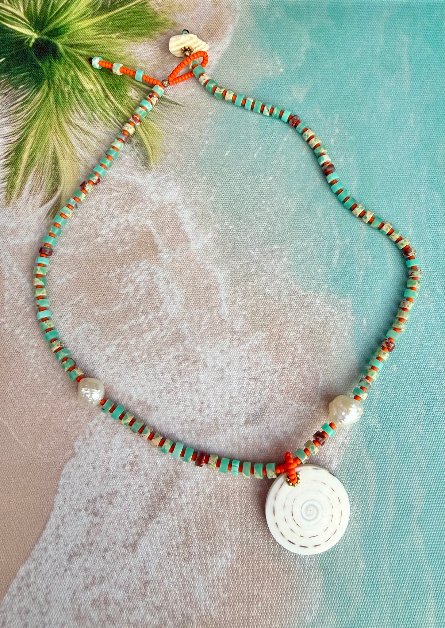 Island Shell & Pearl Gemstone Necklace