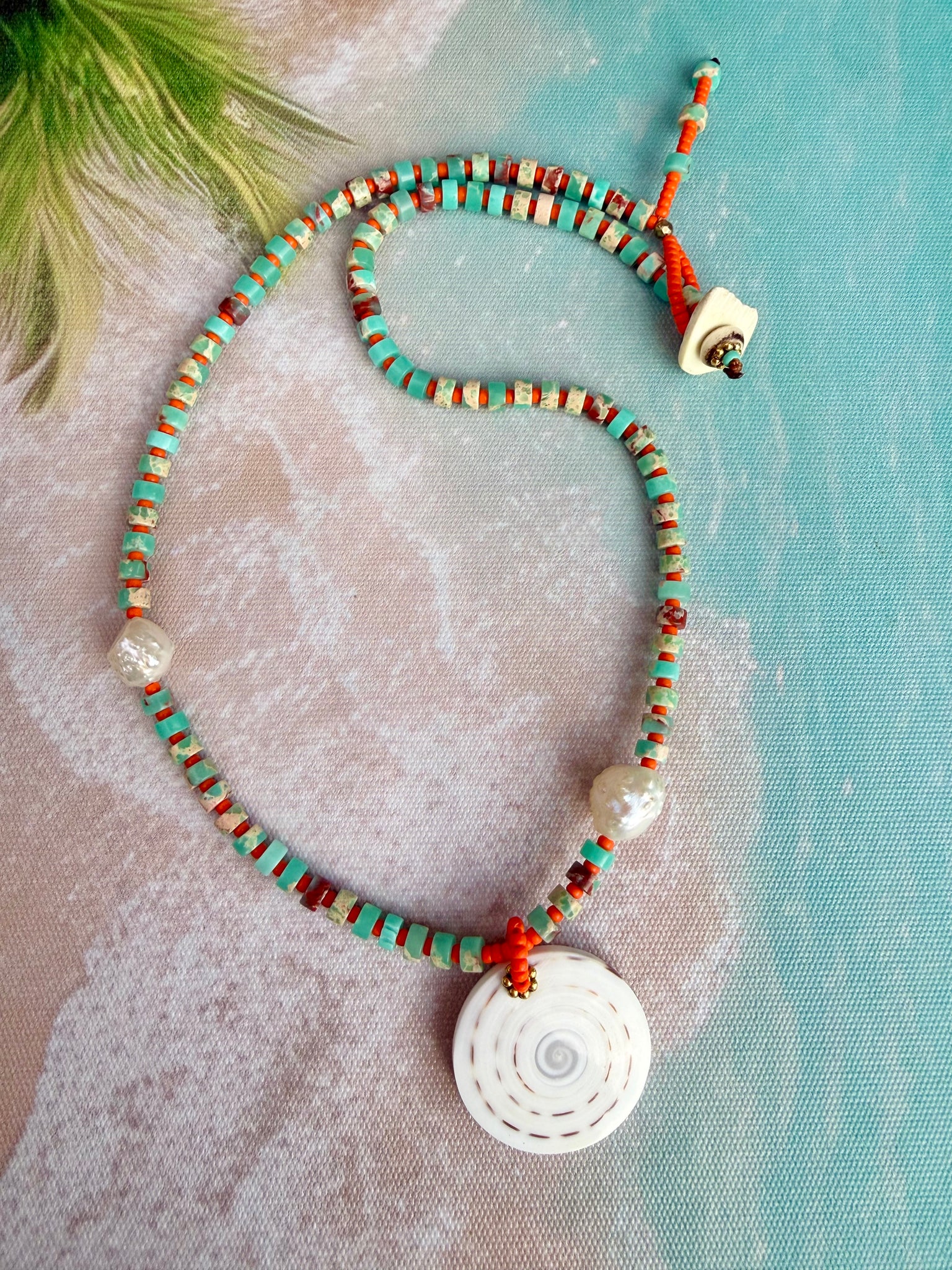 Island Shell & Pearl Gemstone Necklace