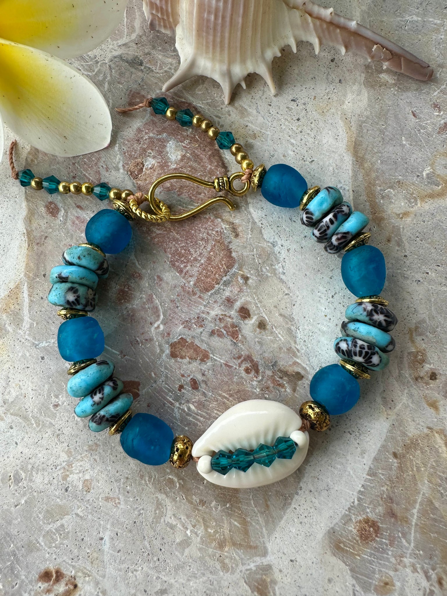 Islander Blue Cowrie Shell Bracelet