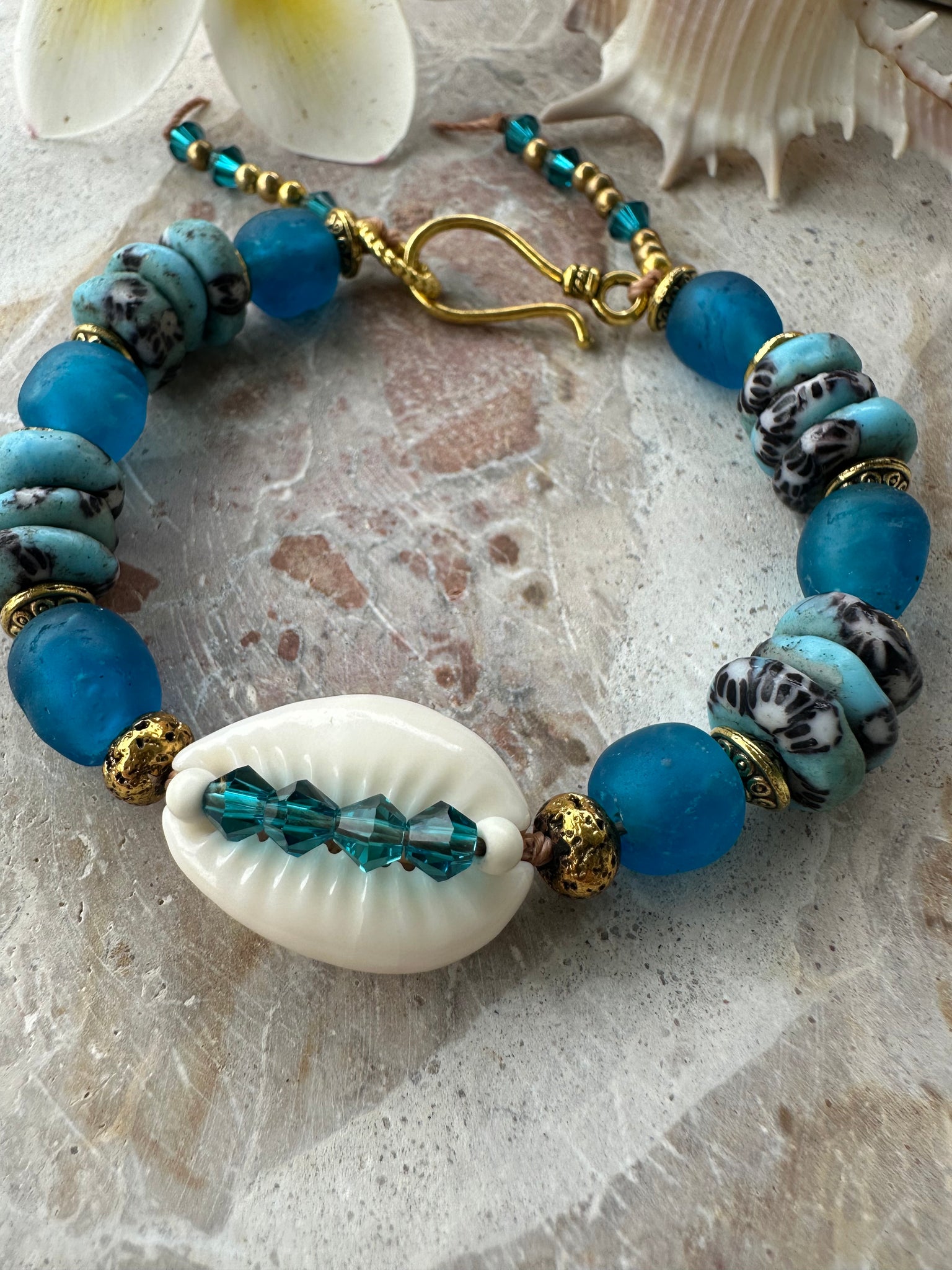 Islander Blue Cowrie Shell Bracelet