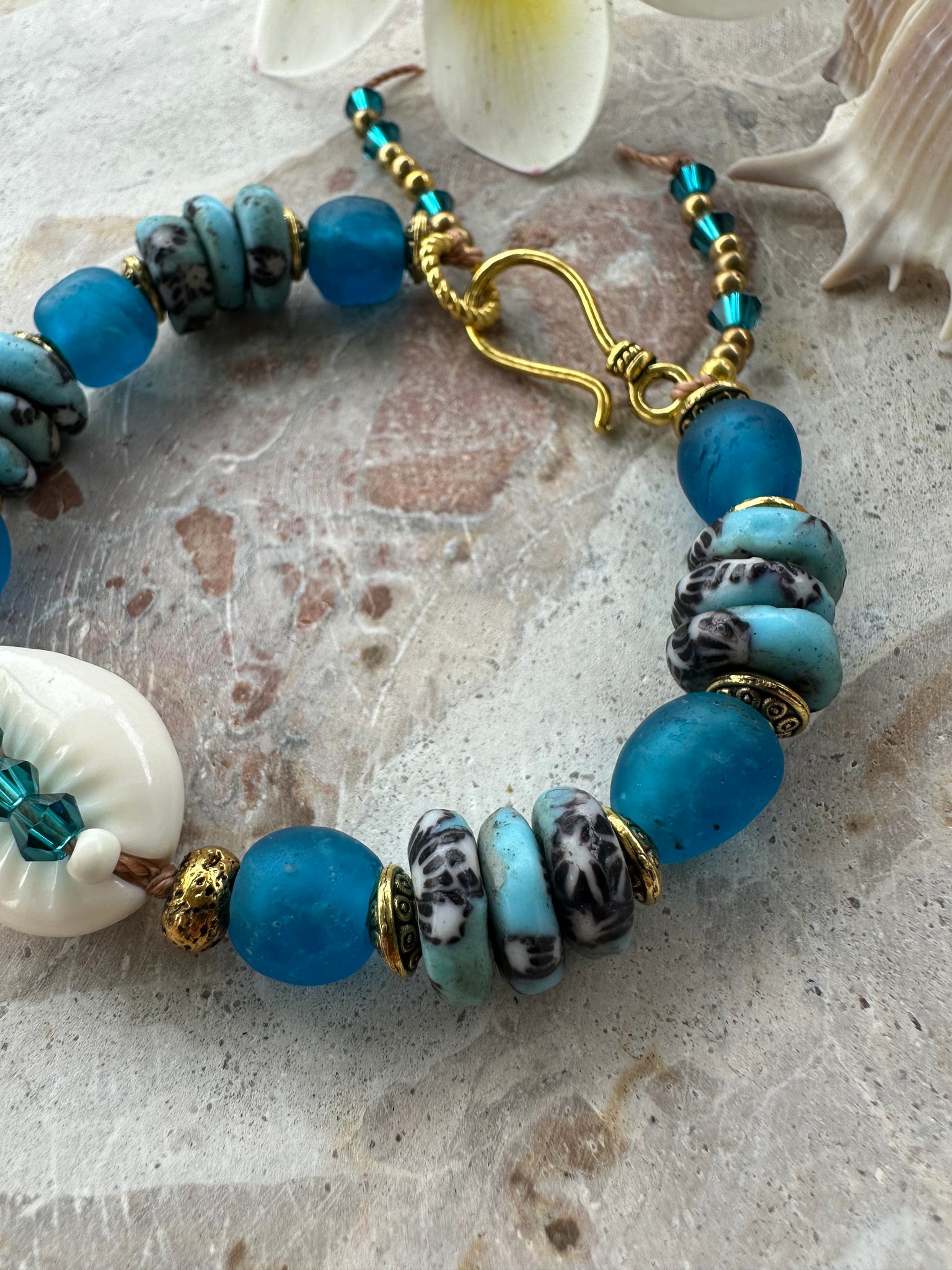 Islander Blue Cowrie Shell Bracelet