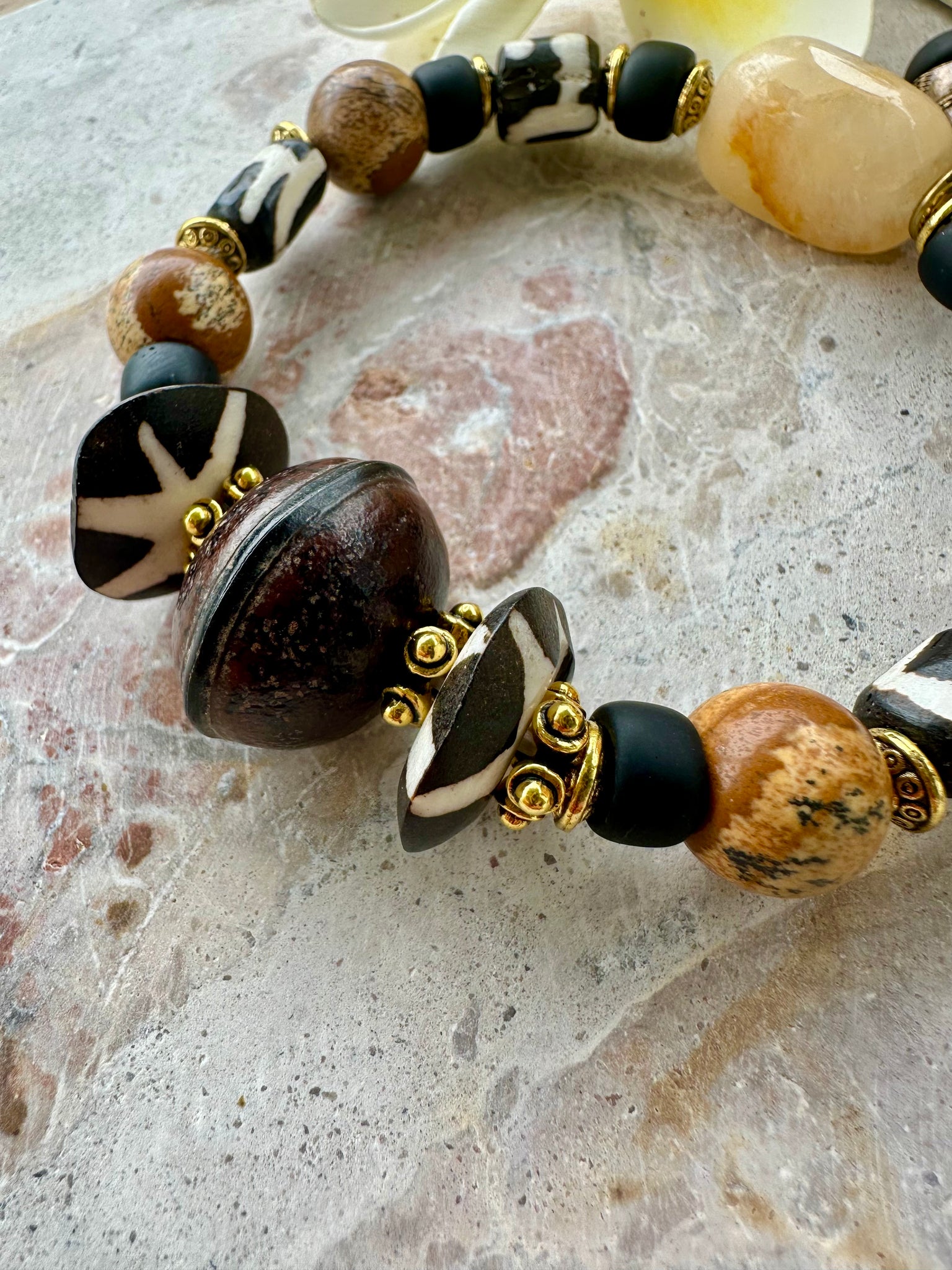 Black Seeded Stone Bracelet