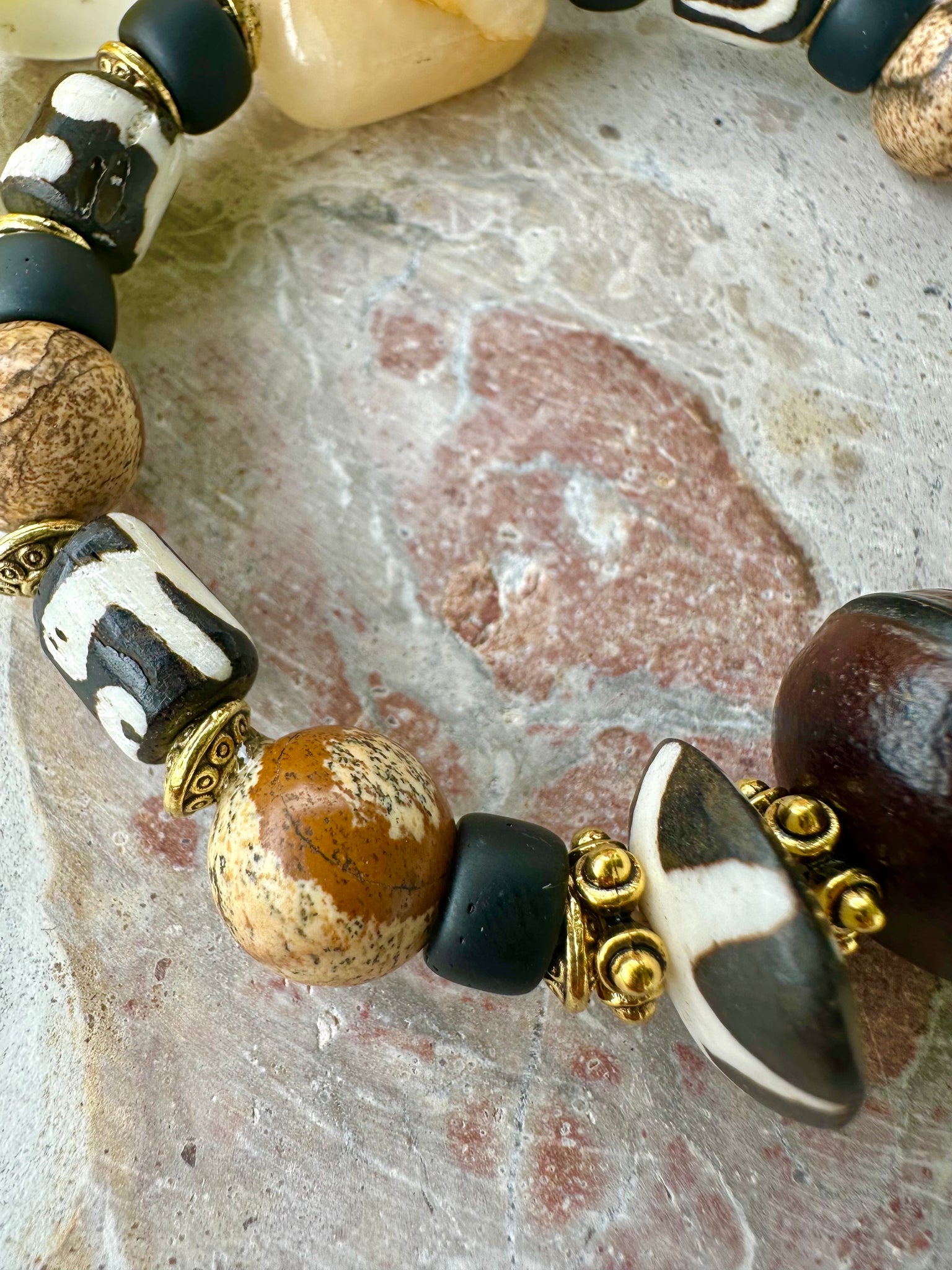 Black Seeded Stone Bracelet