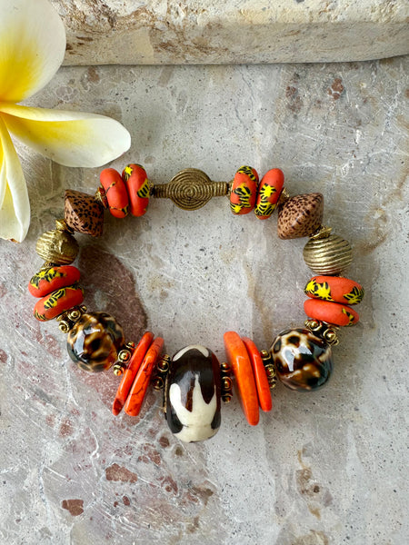 Islander Orange Beaded Bracelet