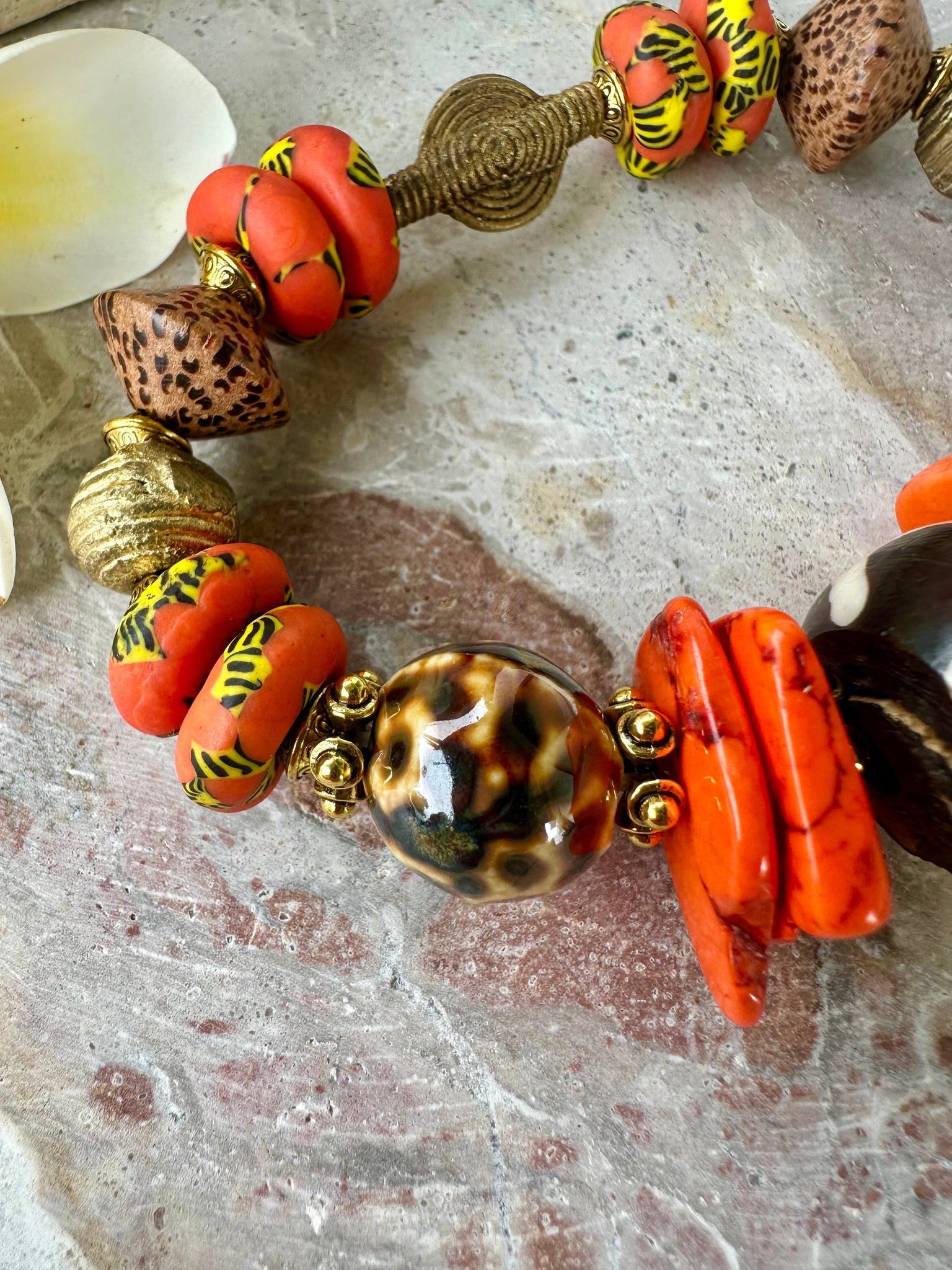 Islander Orange Beaded Bracelet