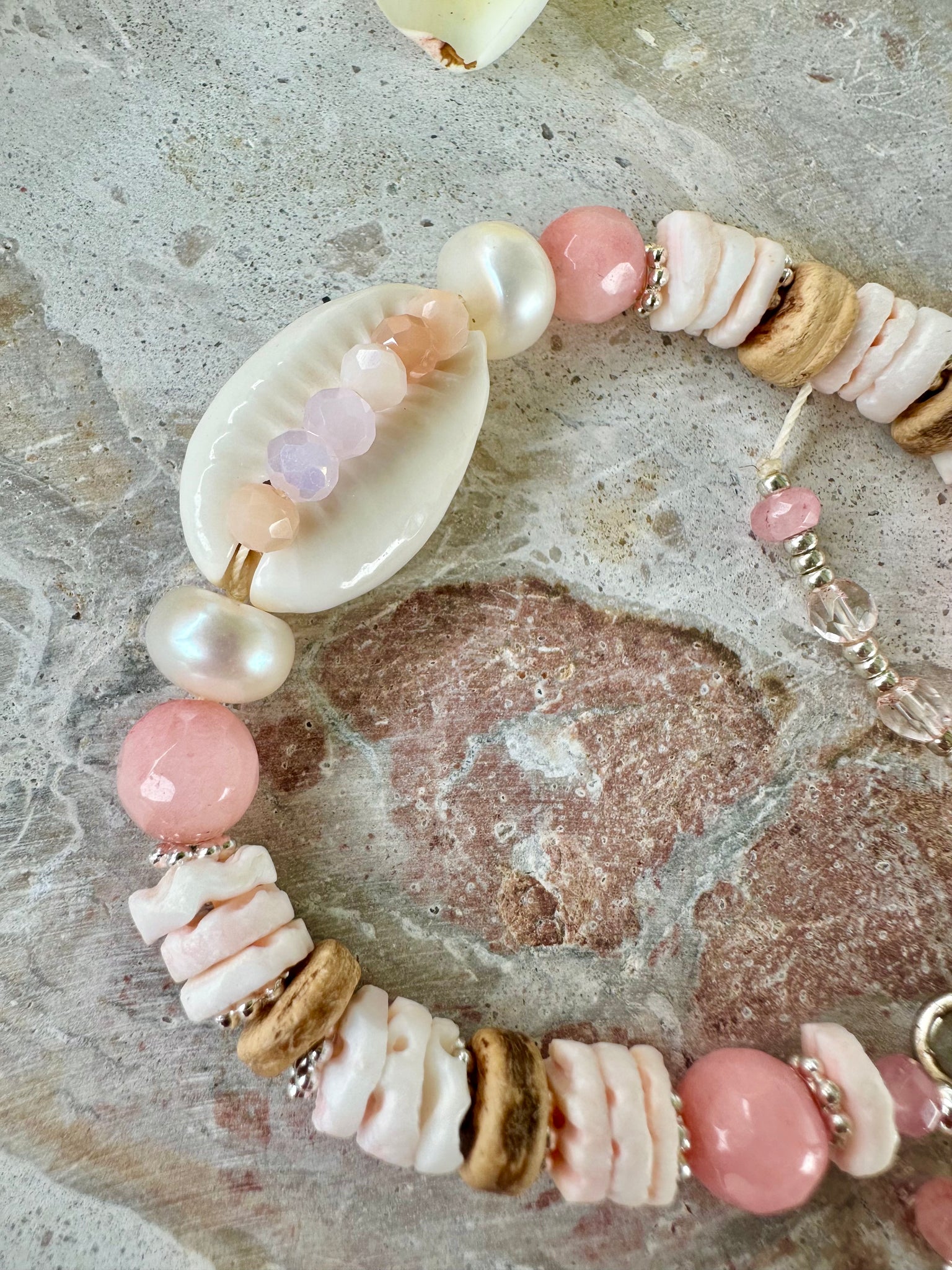 Pink Cowrie Shell Bracelet