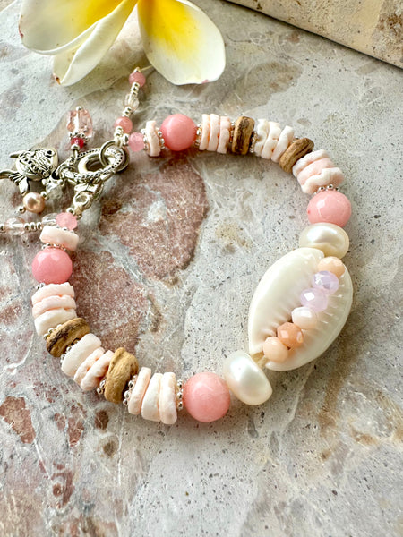 Pink Cowrie Shell Bracelet