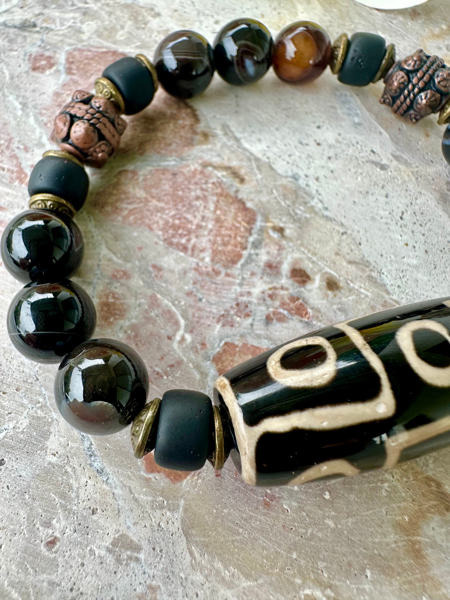 Mens Beaded Stone Bracelet