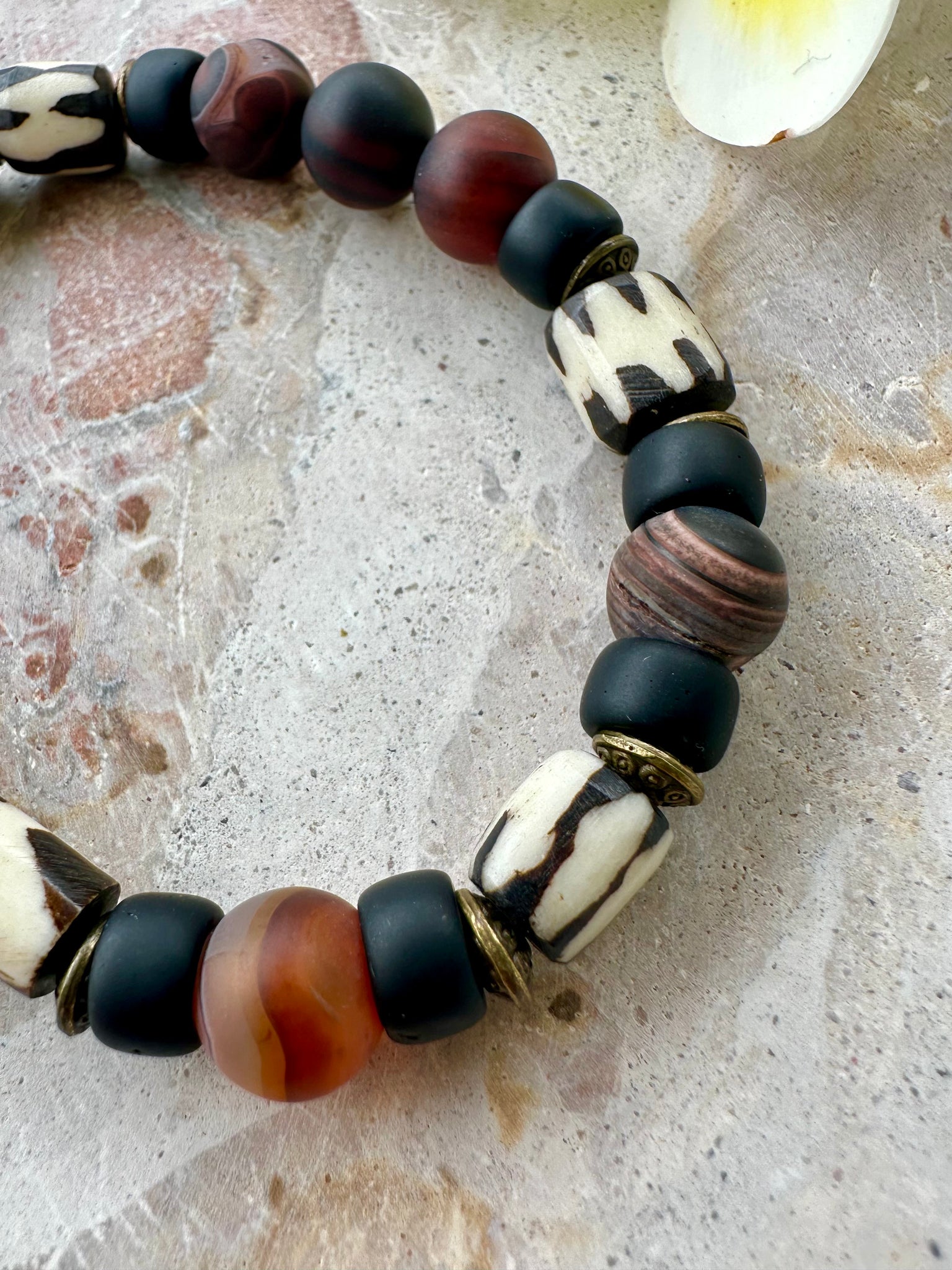 Mens Tribal Beaded Stone Bracelet