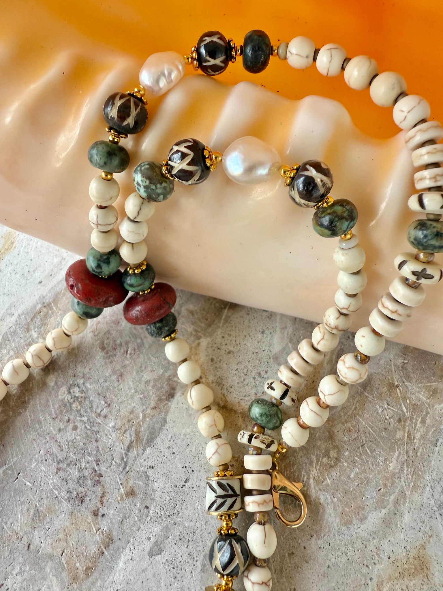 Mediterranean Beaded Fish Necklace