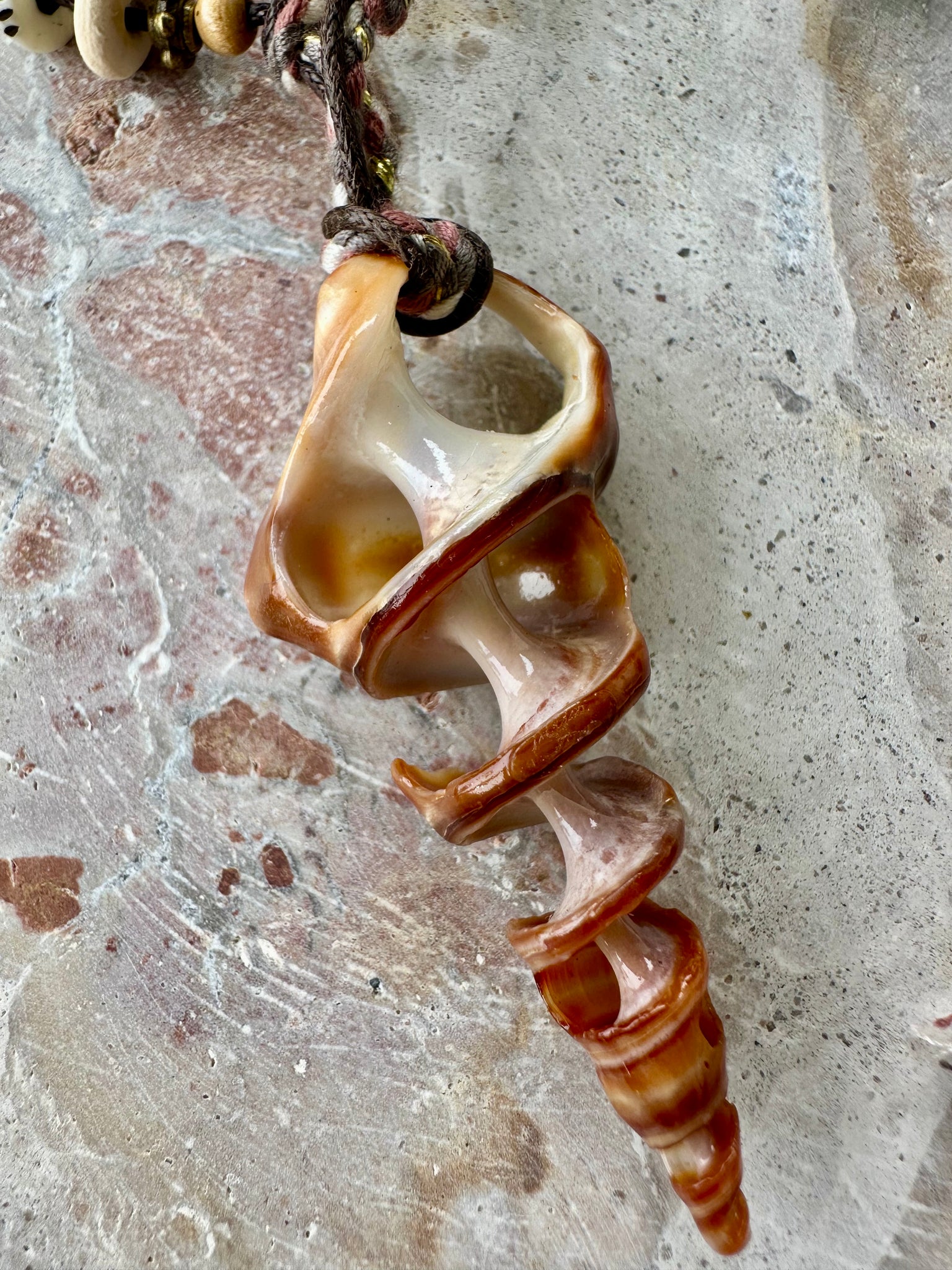 Knotted Beaded Stone Shell Necklace