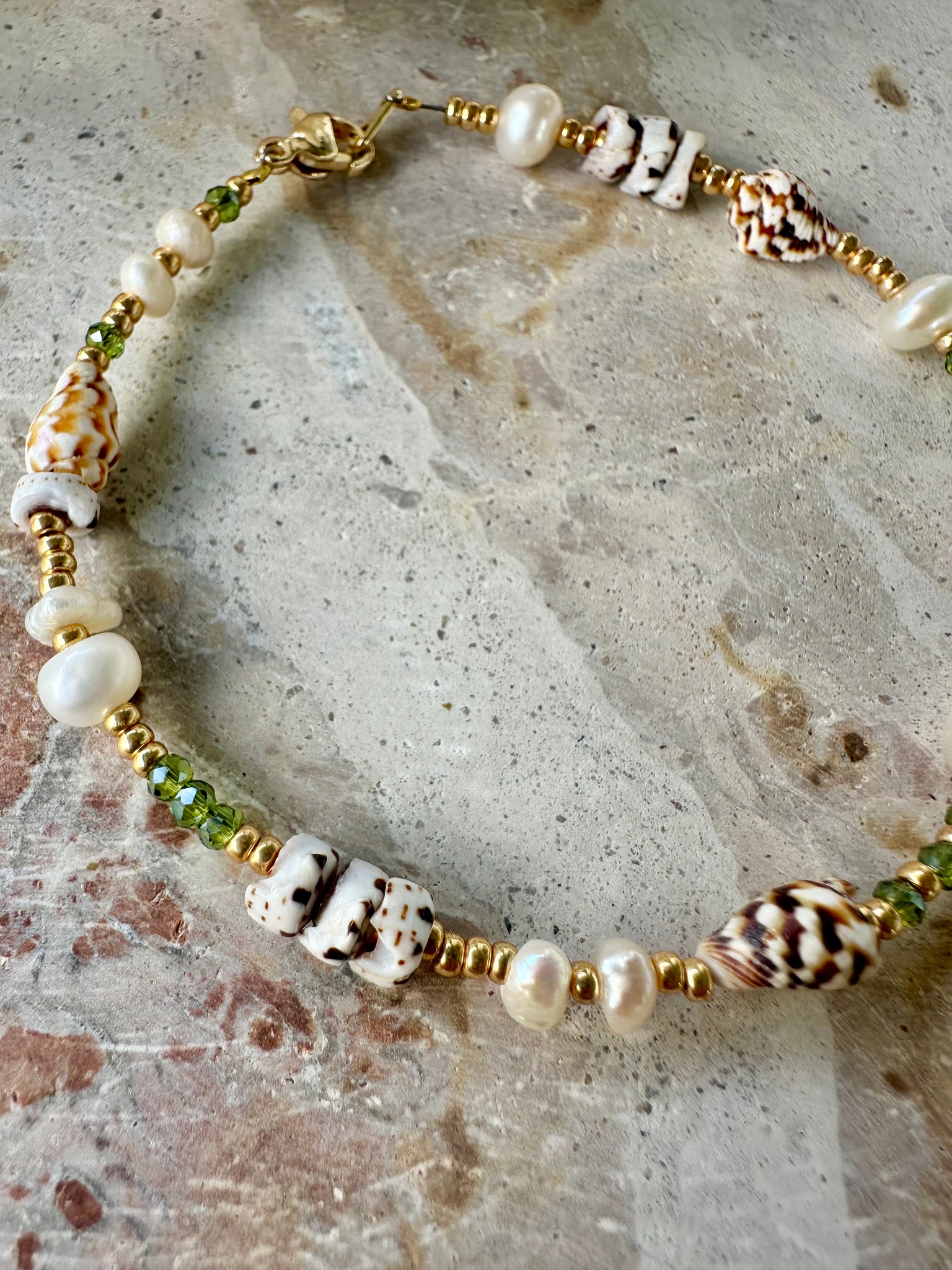 Shell Seed Bead Pearl Bracelet