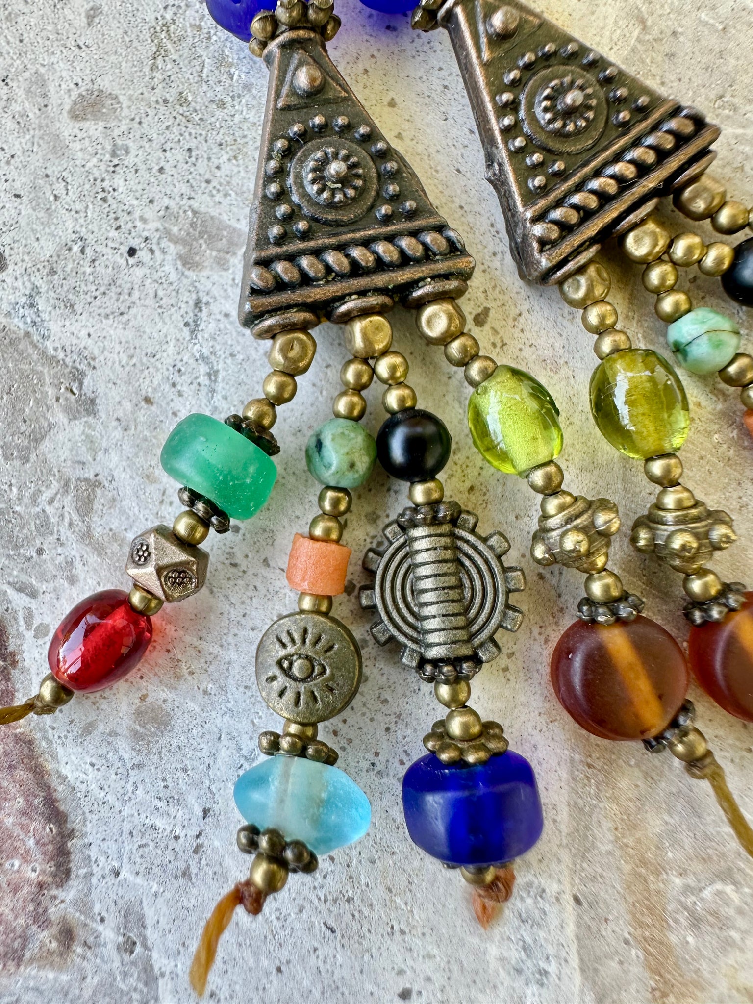 Vintage Tibetan Glass Stone Earrings