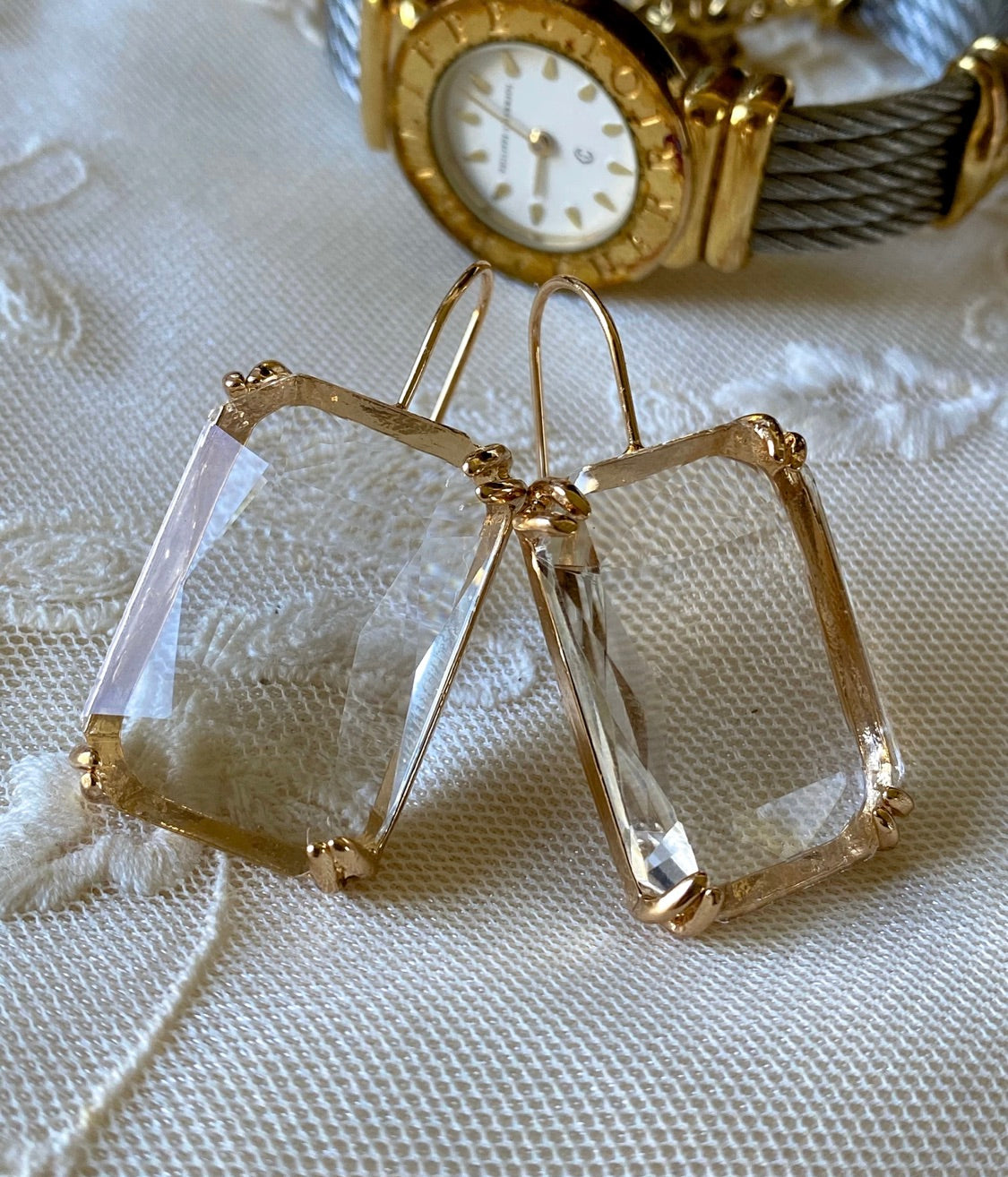 Crystal Gold Earrings