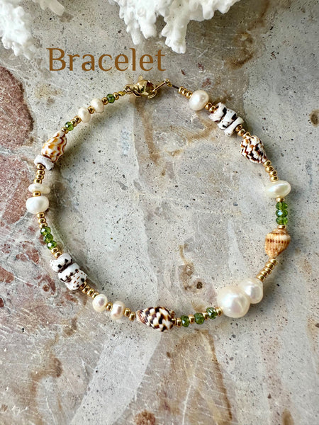 Shell Seed Bead Pearl Bracelet