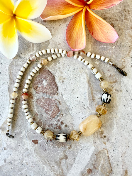 Tribal Citrine Stone Beaded Necklace