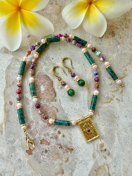Turquoise Stone Evil Eye Charm Necklace