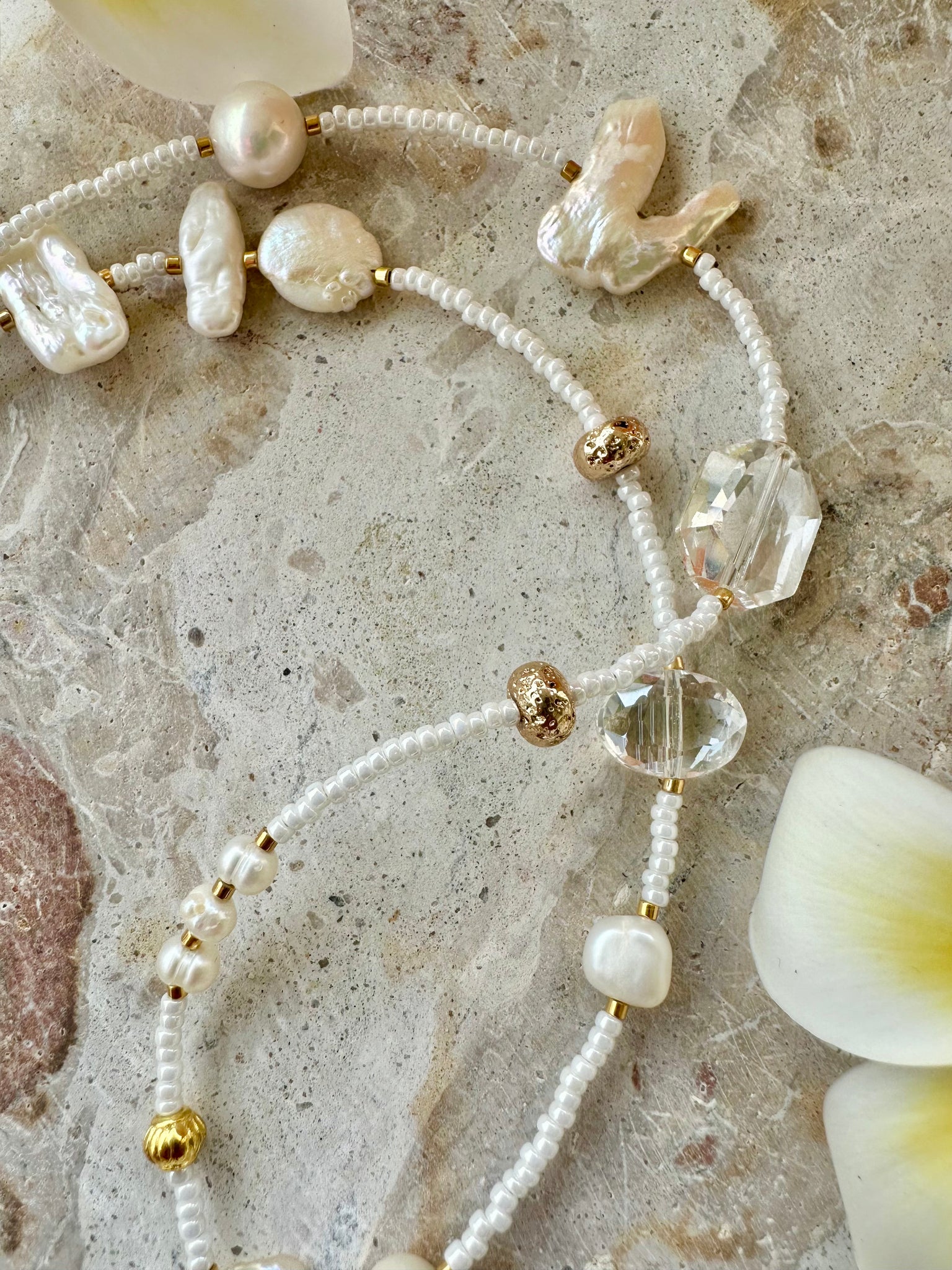 Baroque White Pearl Beaded Necklace