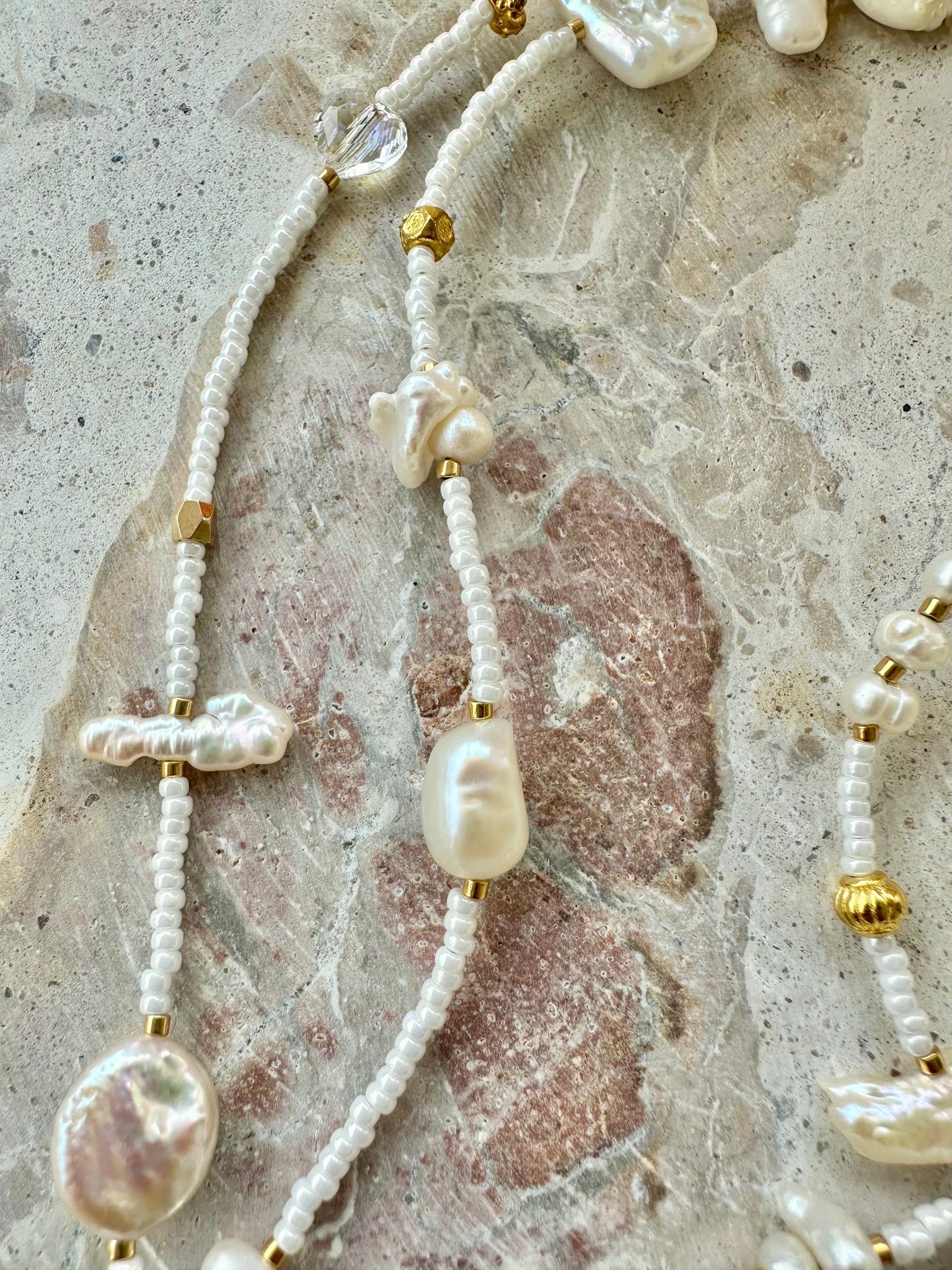 Baroque White Pearl Beaded Necklace