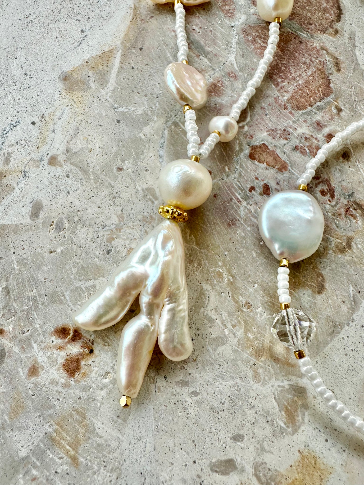 Baroque White Pearl Beaded Necklace