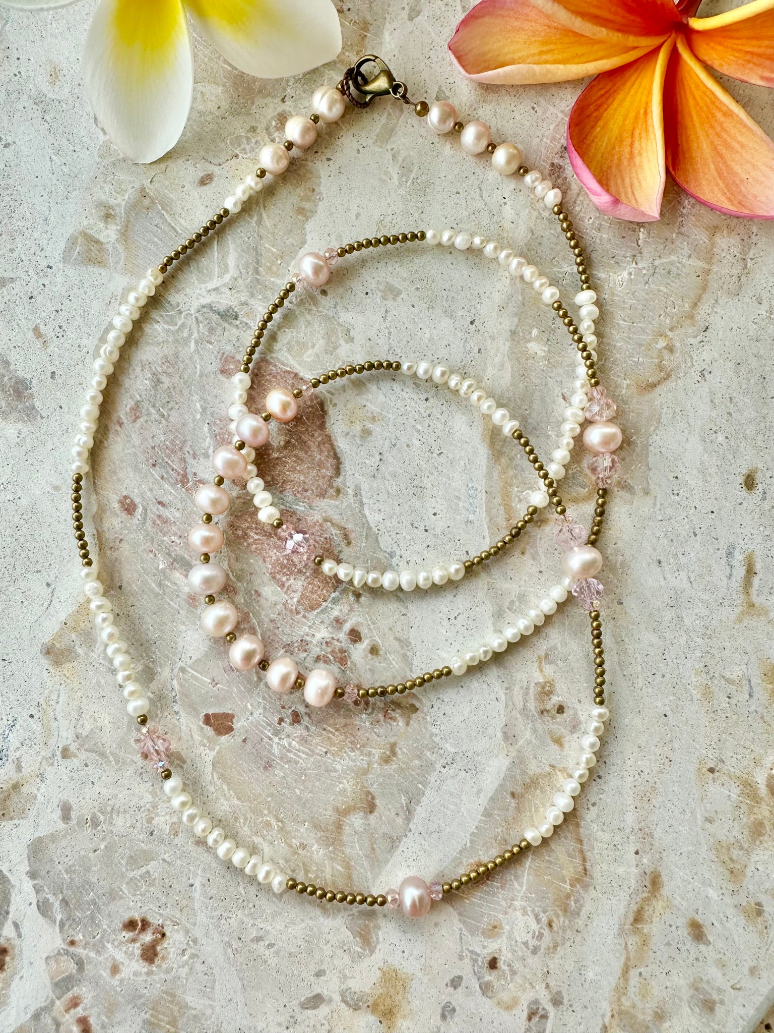 Vintage Pink Pearl Necklace