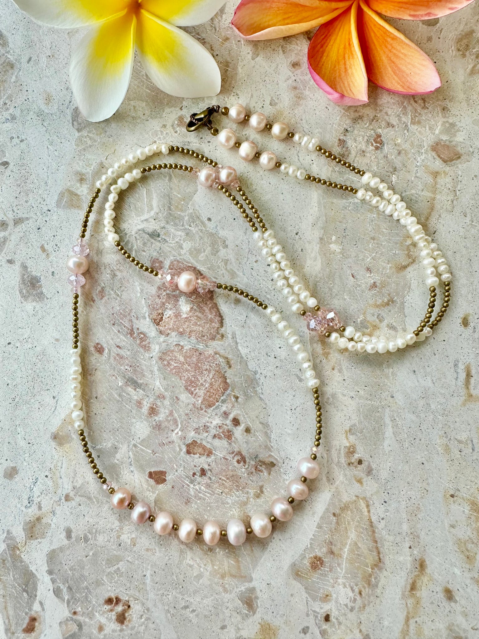 Vintage Pink Pearl Necklace