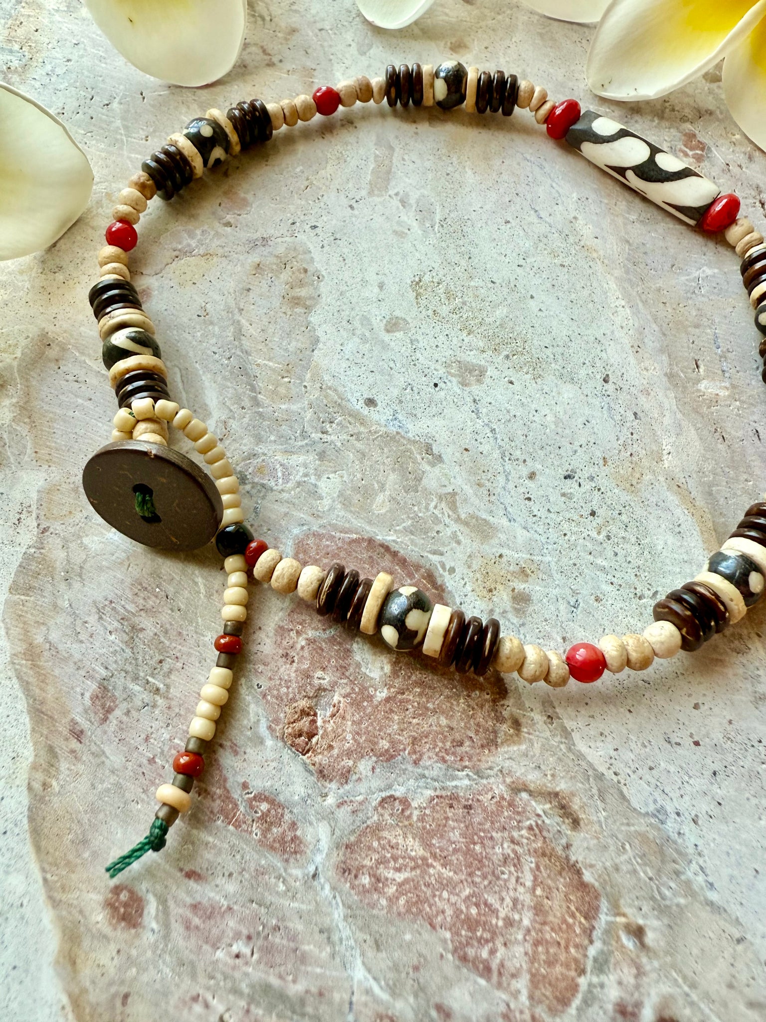 Mens Red Tribal African Anklet