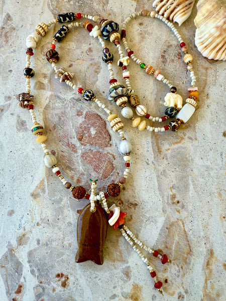 Sandy Shore Fish Charm Necklace