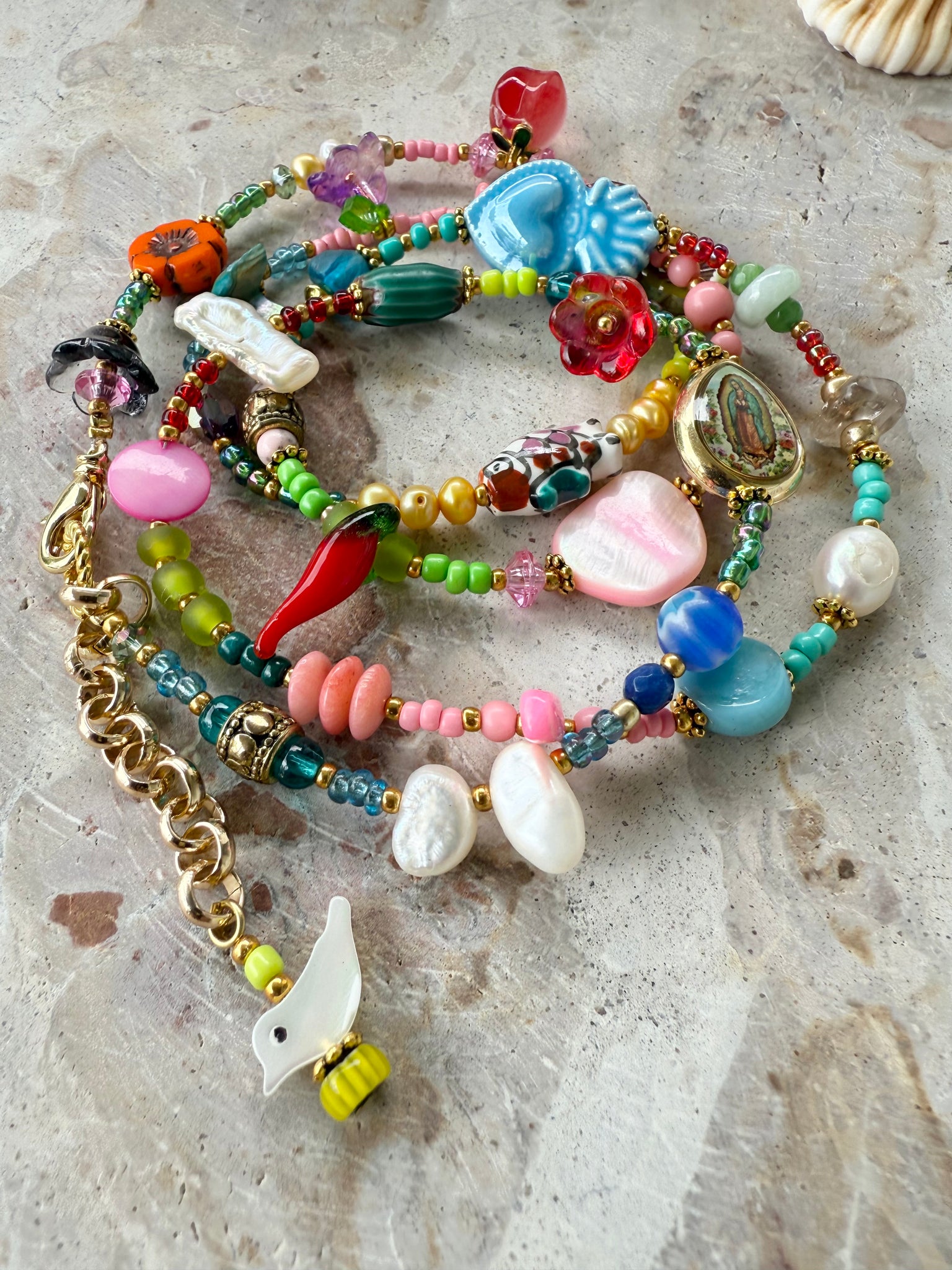 Boho Charm Wrap Beaded Bracelet