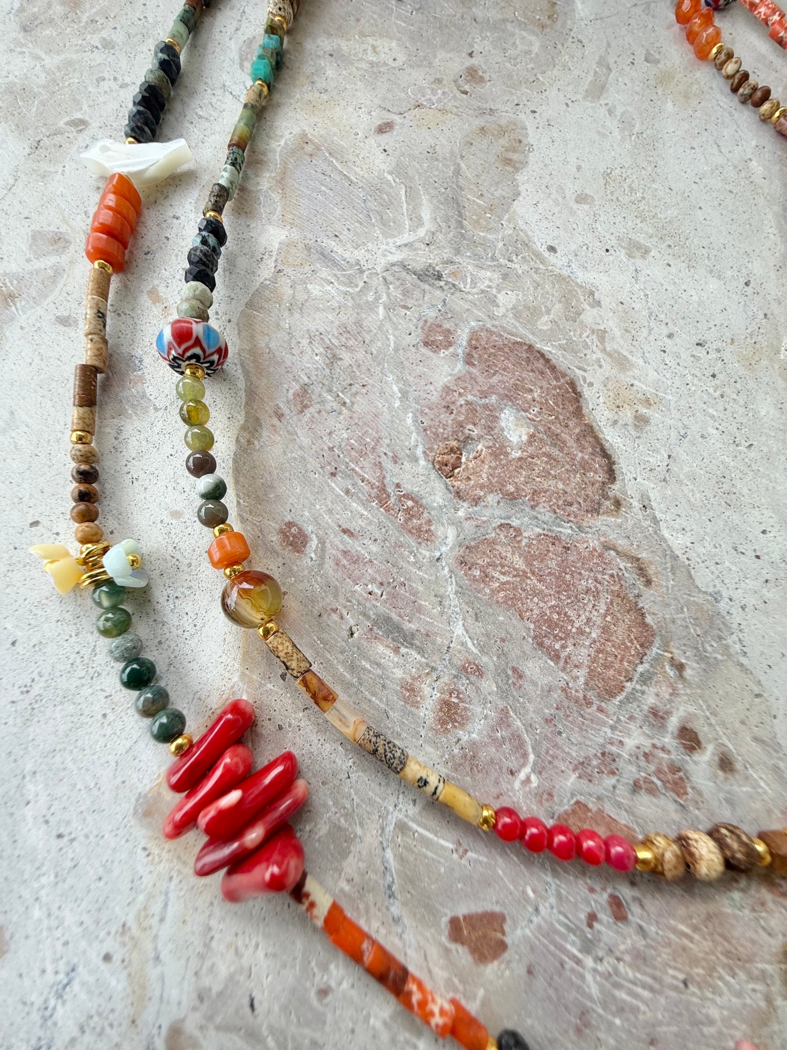 Red Coral Turquoise Stone Necklace