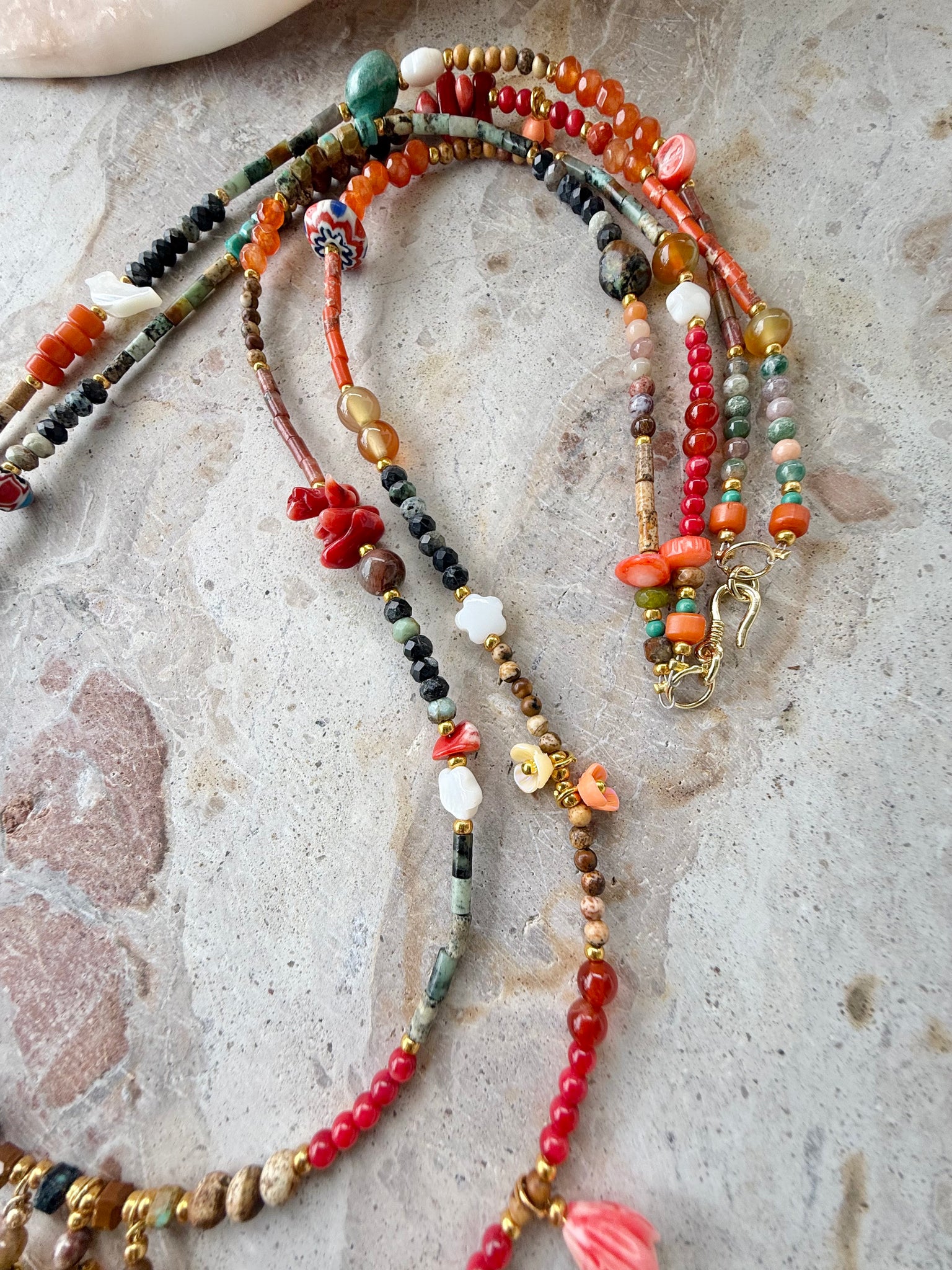 Red Coral Turquoise Stone Necklace