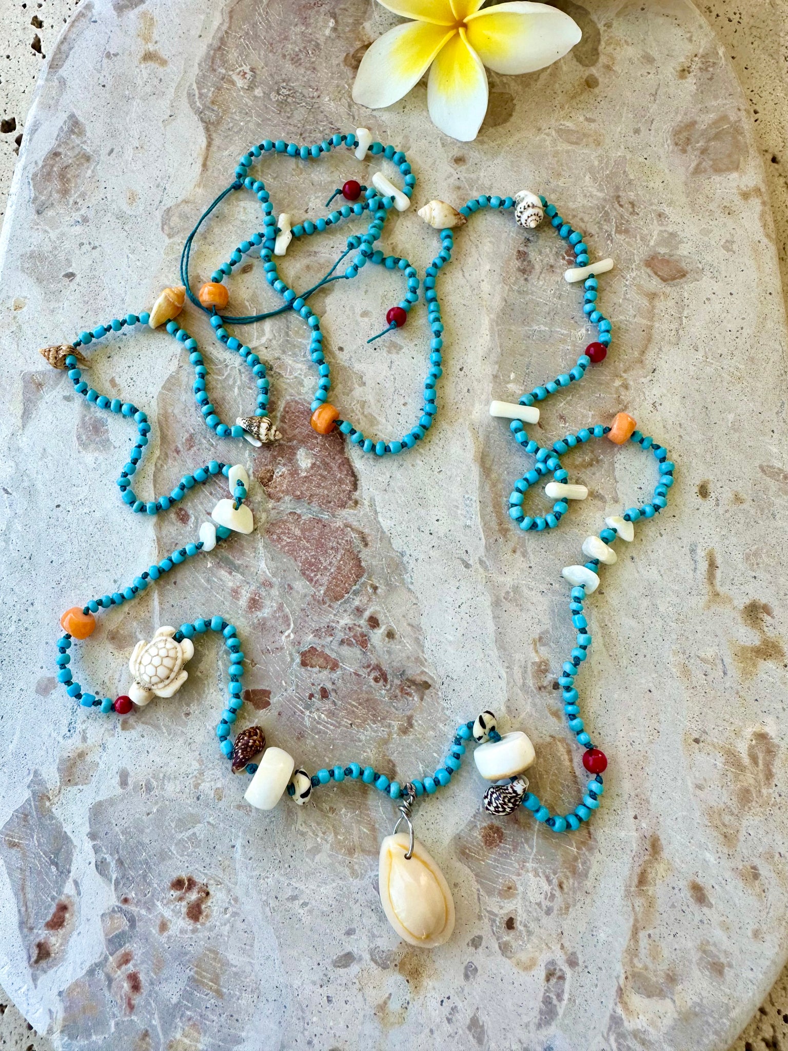 Seed Bead Shell Necklace