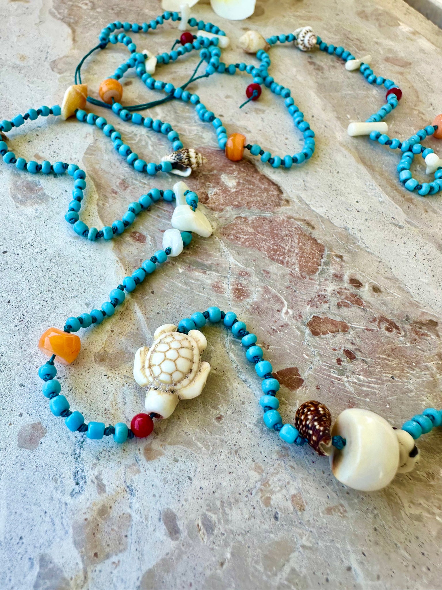 Seed Bead Shell Necklace