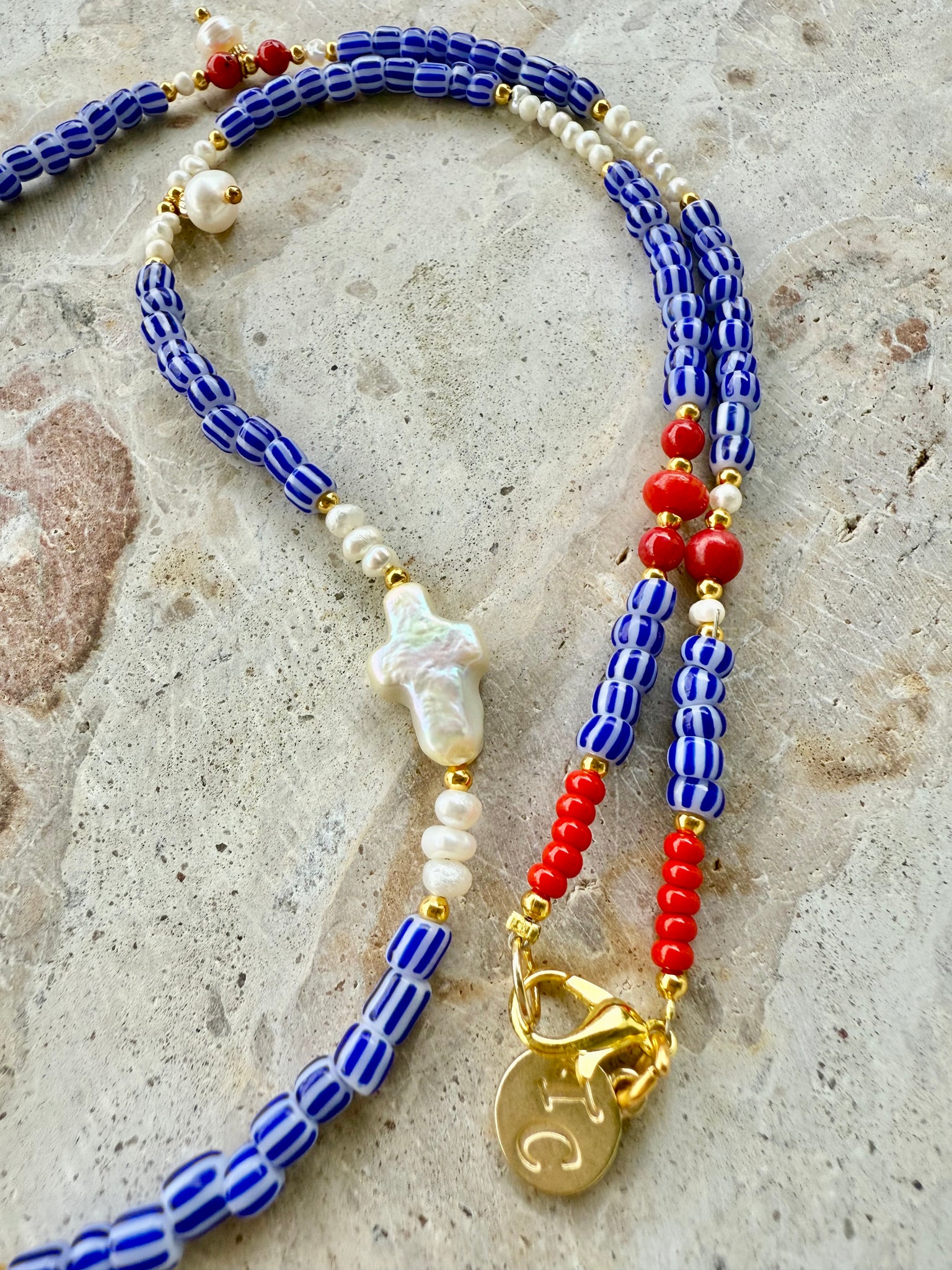 Bali Blue Seed Bead Necklace