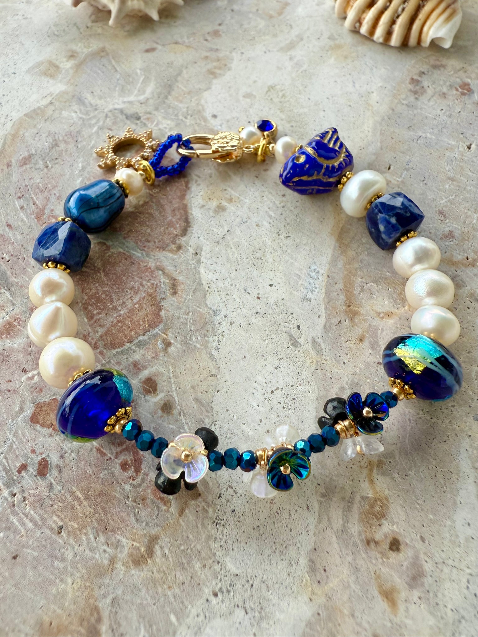 Blue Bird Pearl Bracelet
