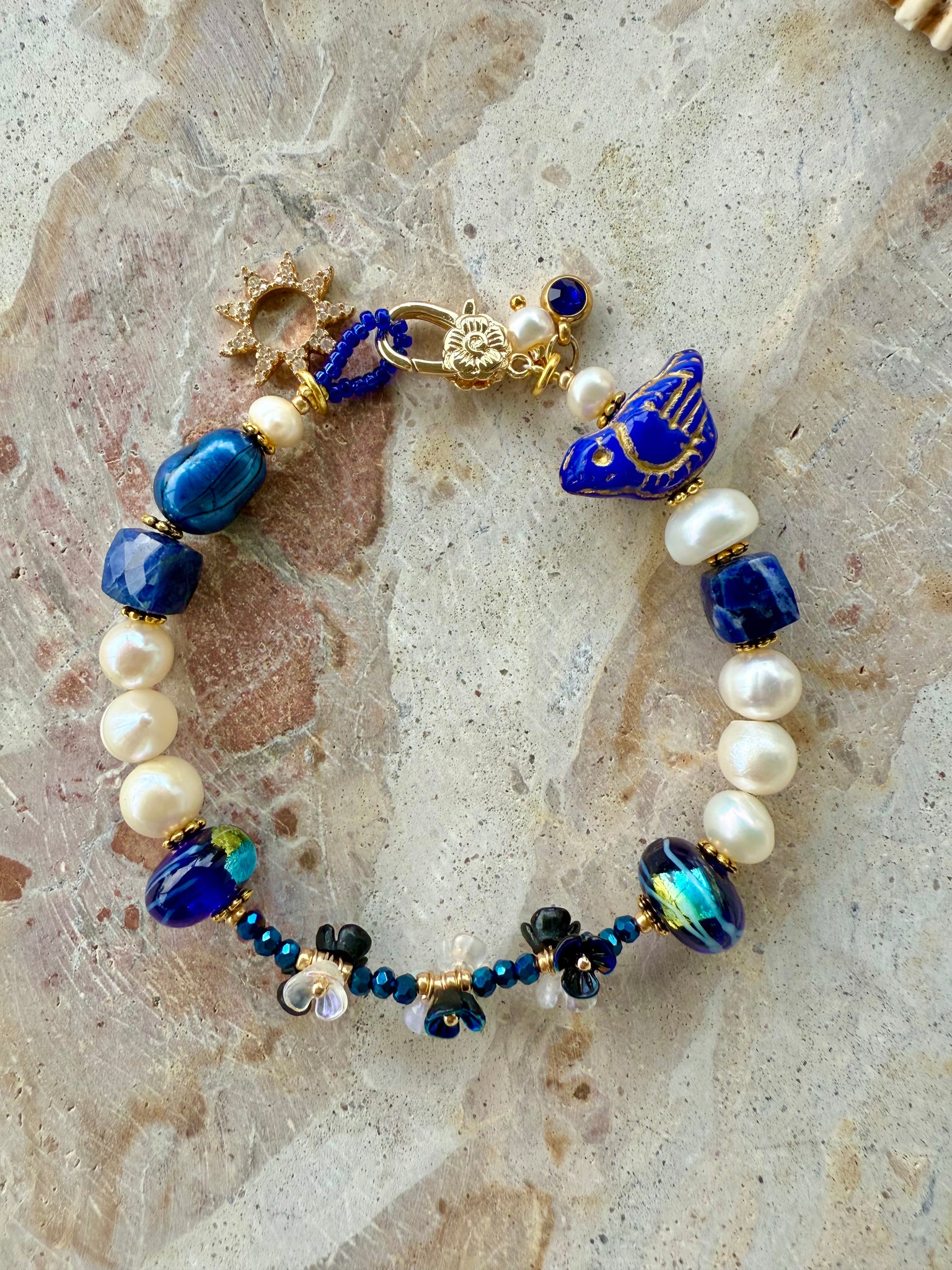 Blue Bird Pearl Bracelet