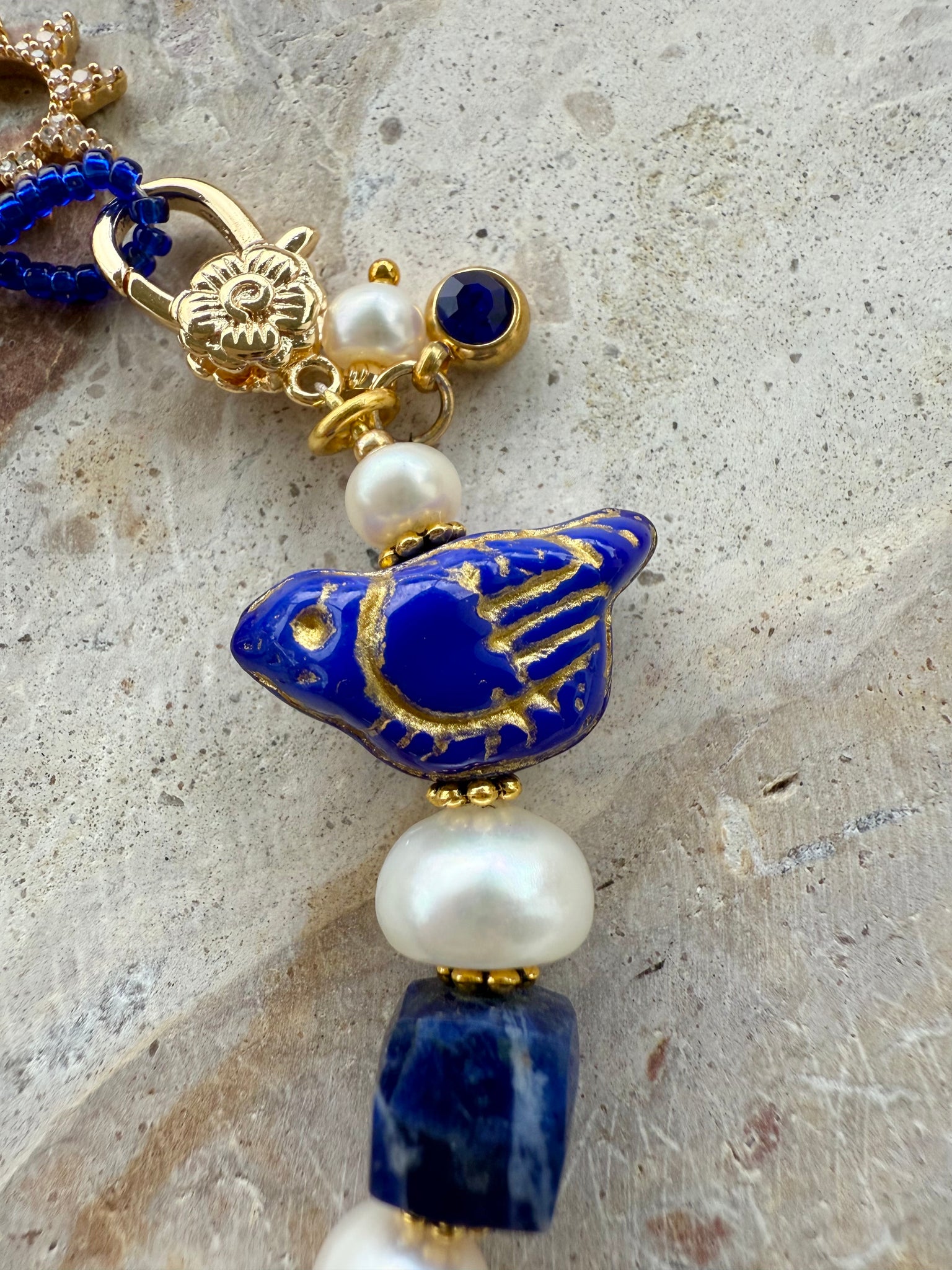 Blue Bird Pearl Bracelet