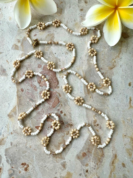 Daisy Chain Crystal Seed Bead  Necklace