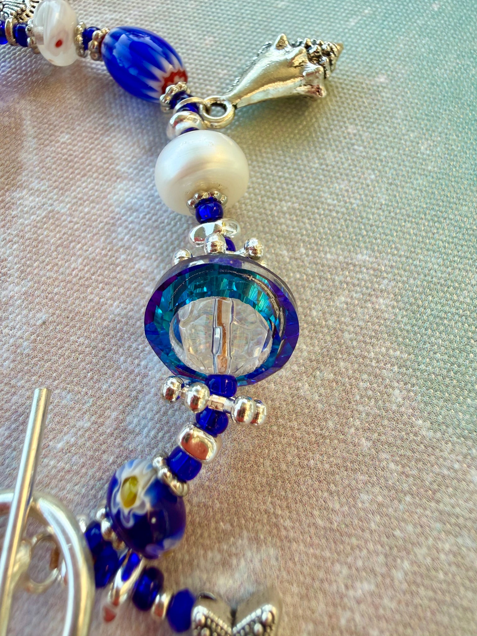 Ocean Blue Sea Shell Charm Bracelet