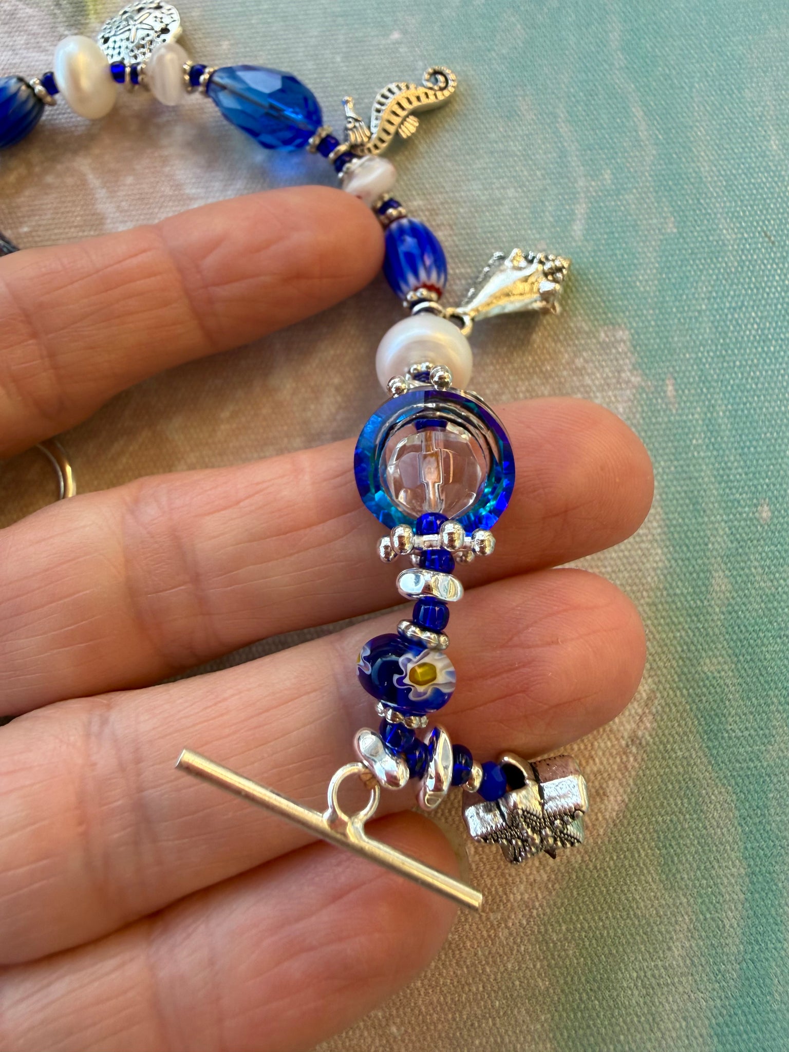 Ocean Blue Sea Shell Charm Bracelet