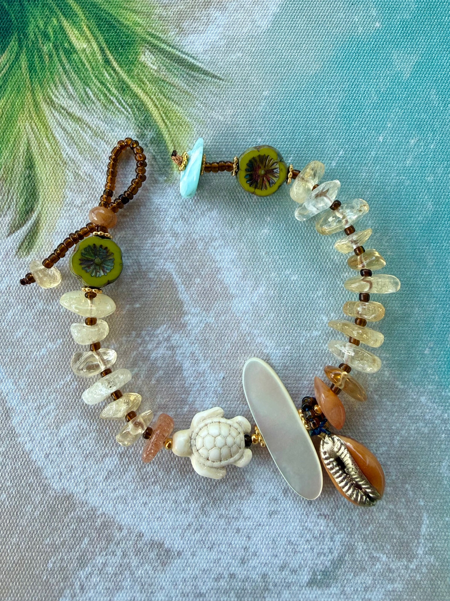 Ocean Beach Citrine Stone Shell Bracelet