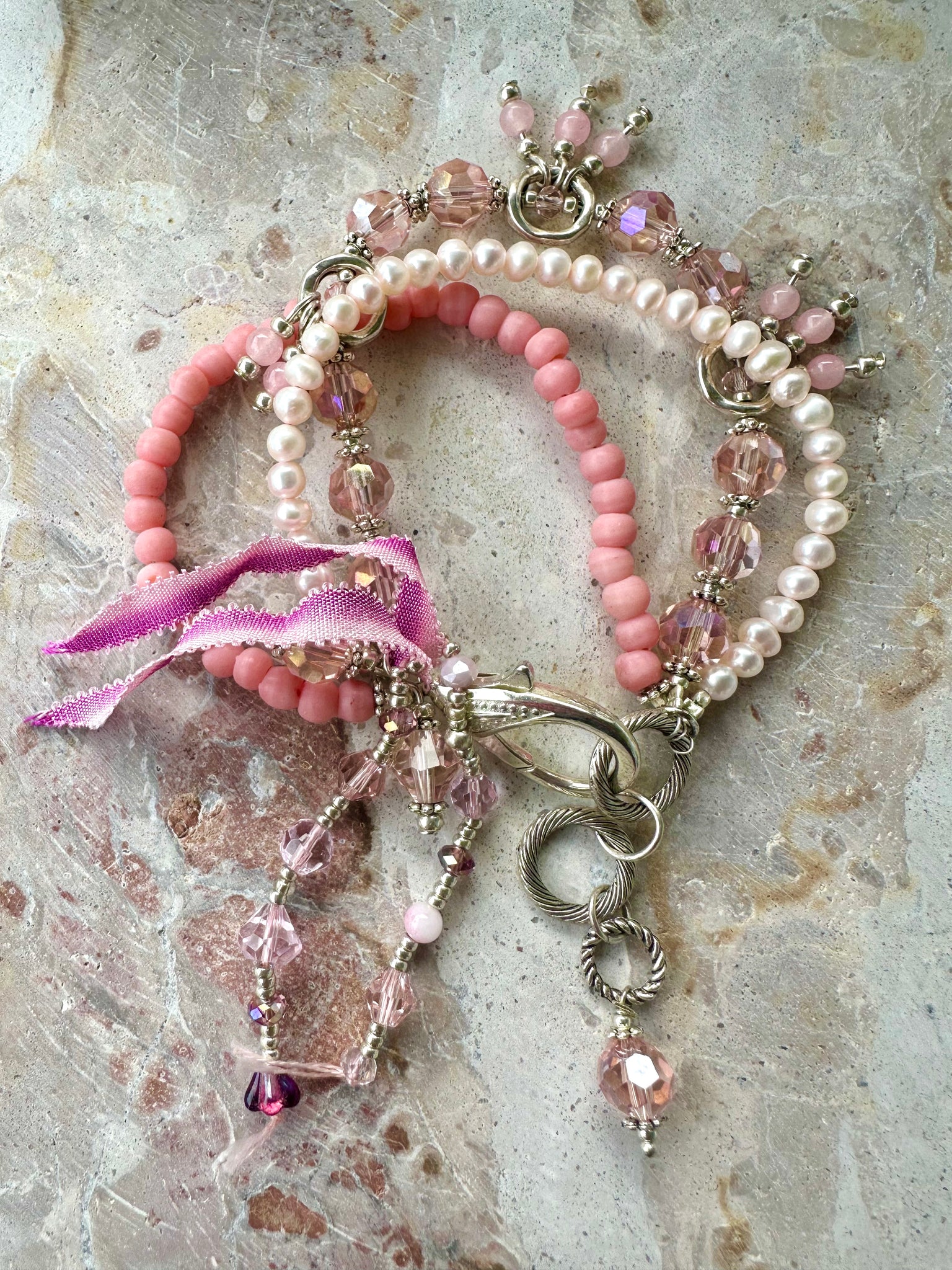 Pink Shell Pearl Bracelet