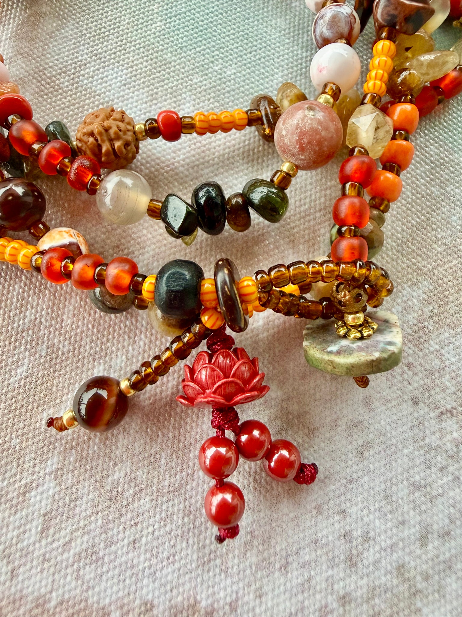 Coastal Amber Stone Wrap Bracelet