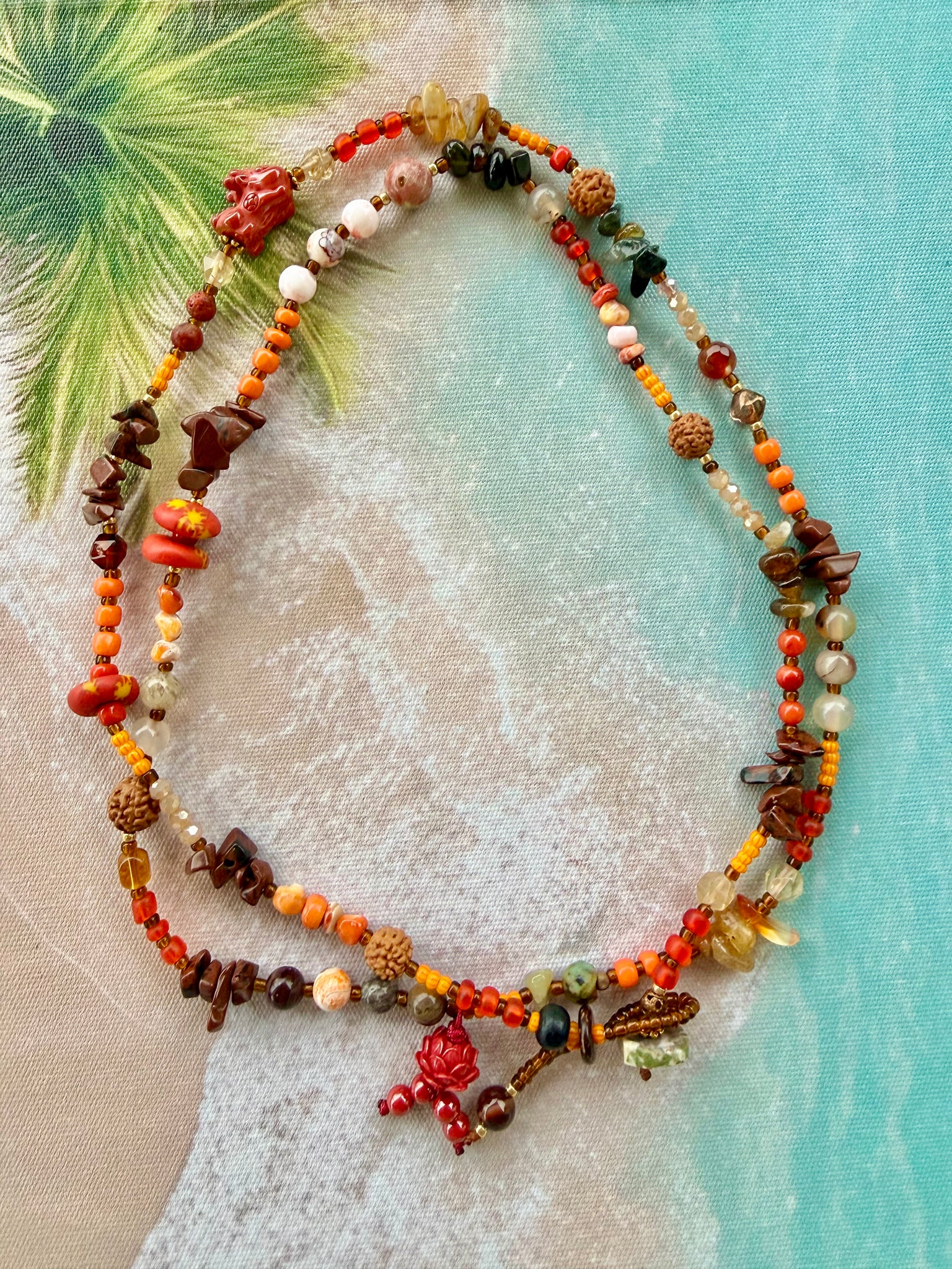 Coastal Amber Stone Wrap Bracelet