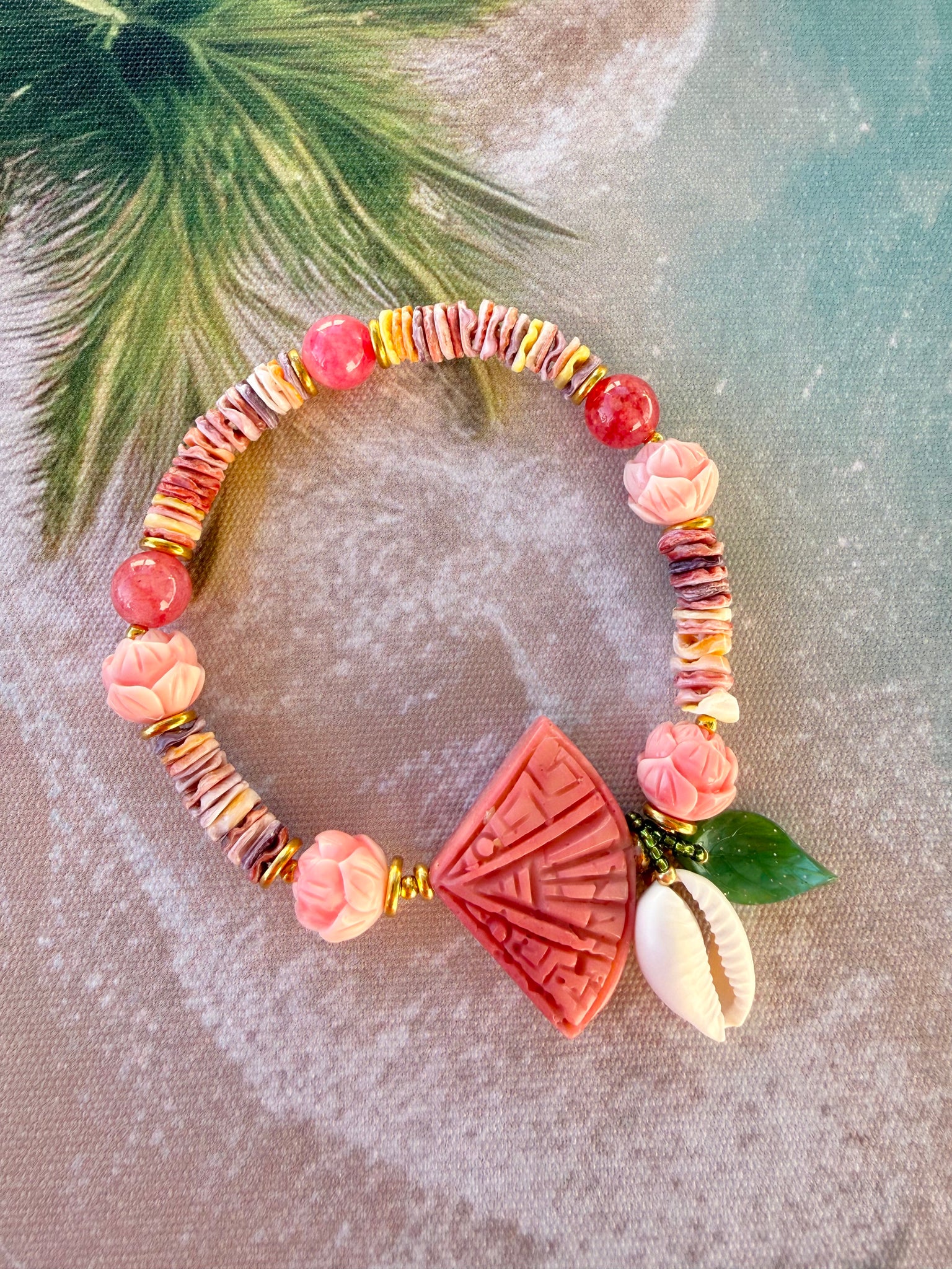 Sun-kissed Coral Shell Bracelet